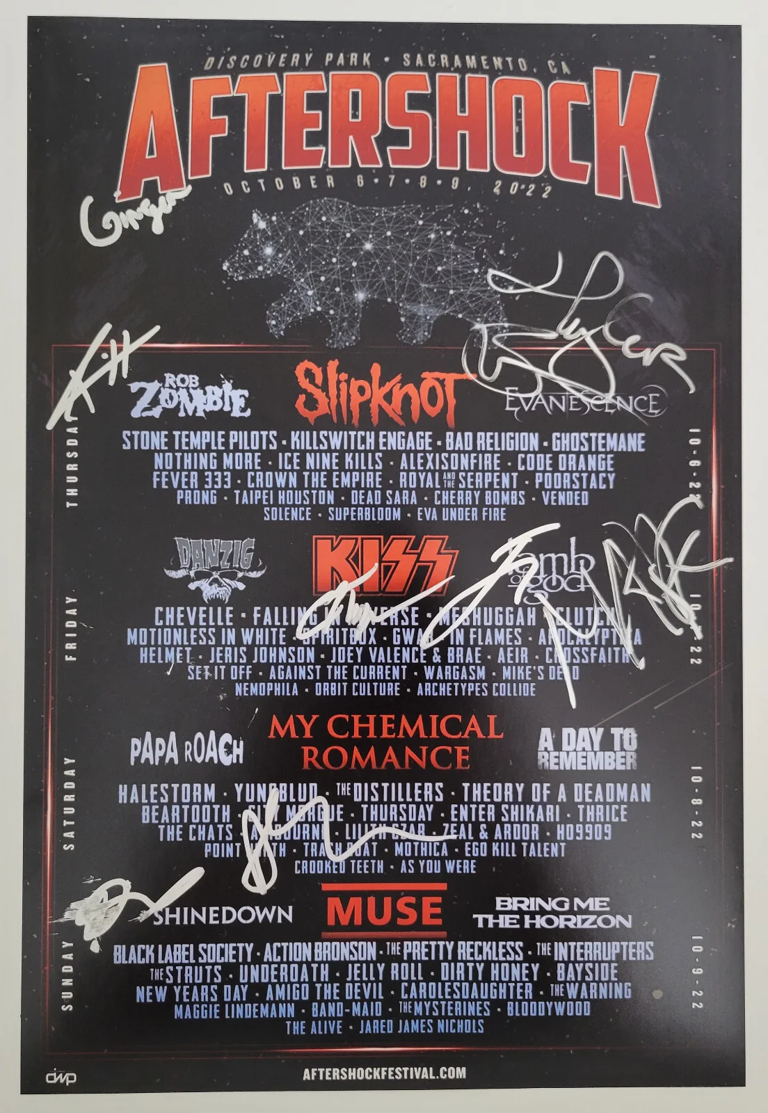 2022 Aftershock Festival signed 12x18 event poster COA exact Proof, изображение 3