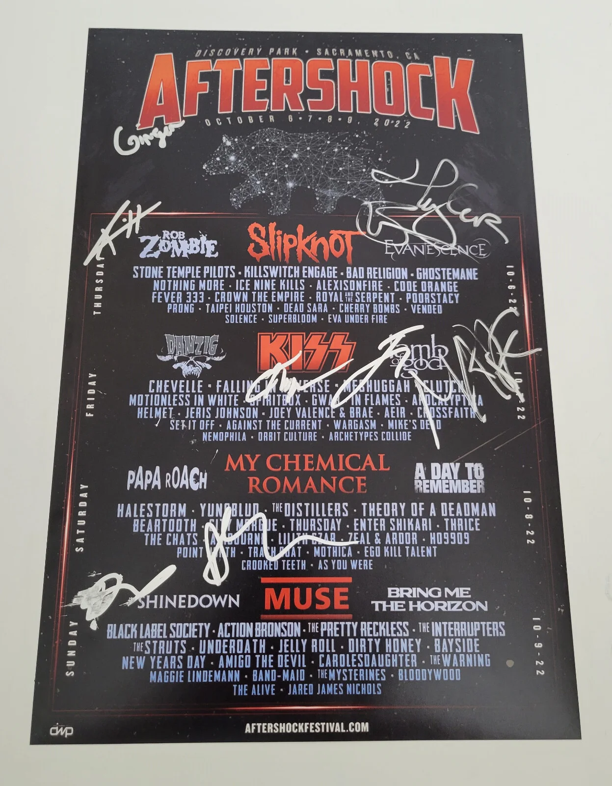 2022 Aftershock Festival signed 12x18 event poster COA exact Proof, изображение 4