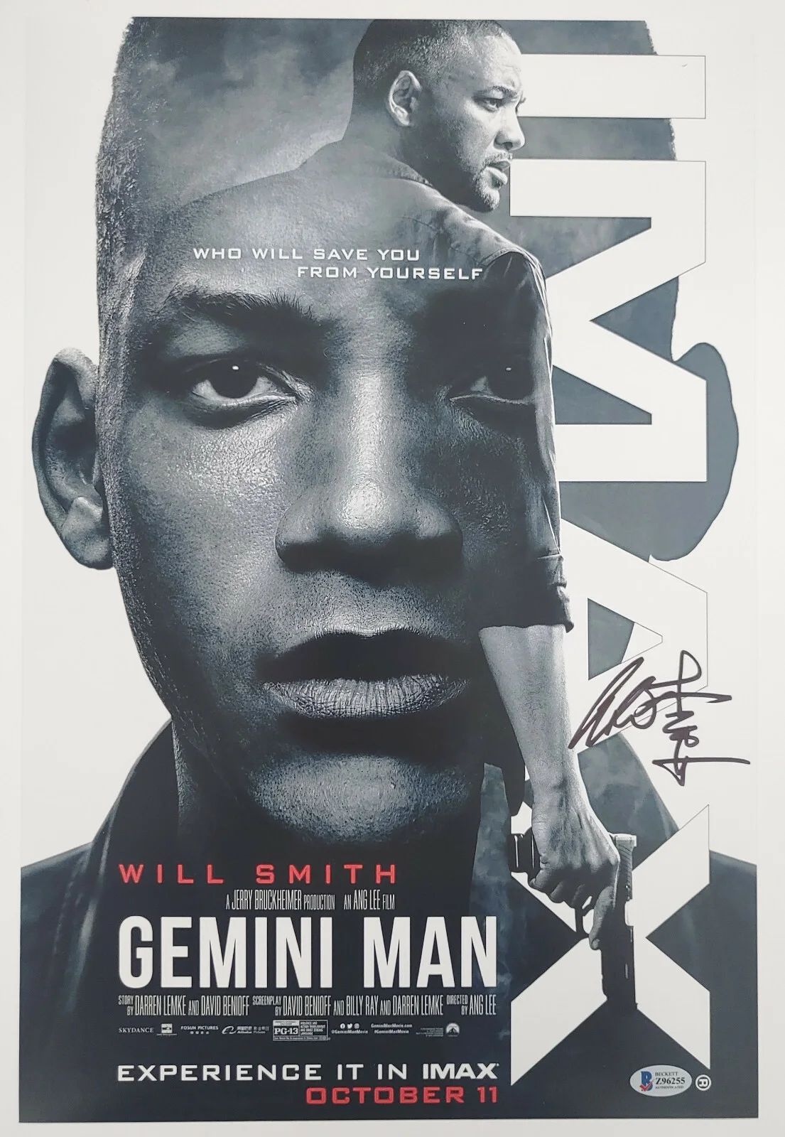 Ang Lee signed autographed Gemini Man 12x18 movie poster photo,COA Proof Beckett, изображение 2