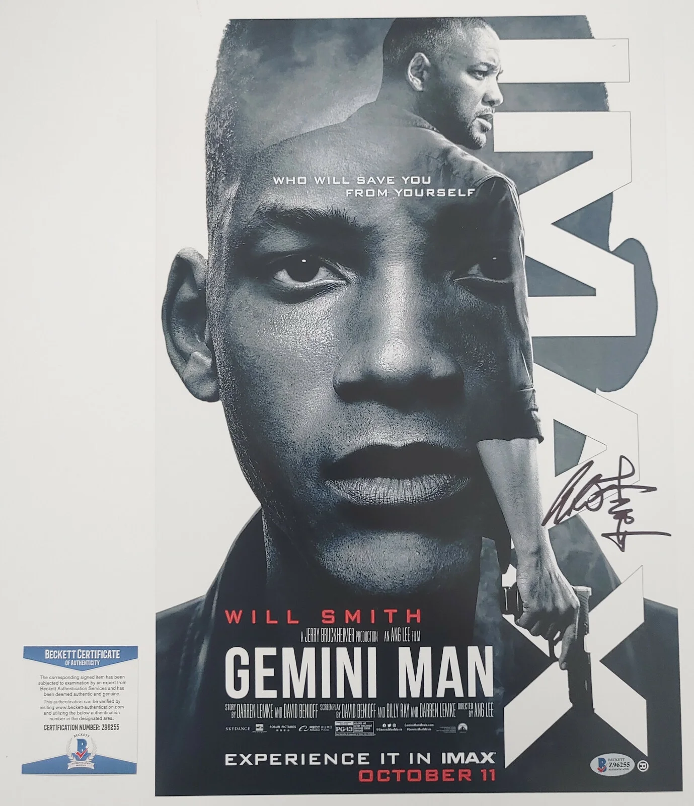Ang Lee signed autographed Gemini Man 12x18 movie poster photo,COA Proof Beckett, изображение 4