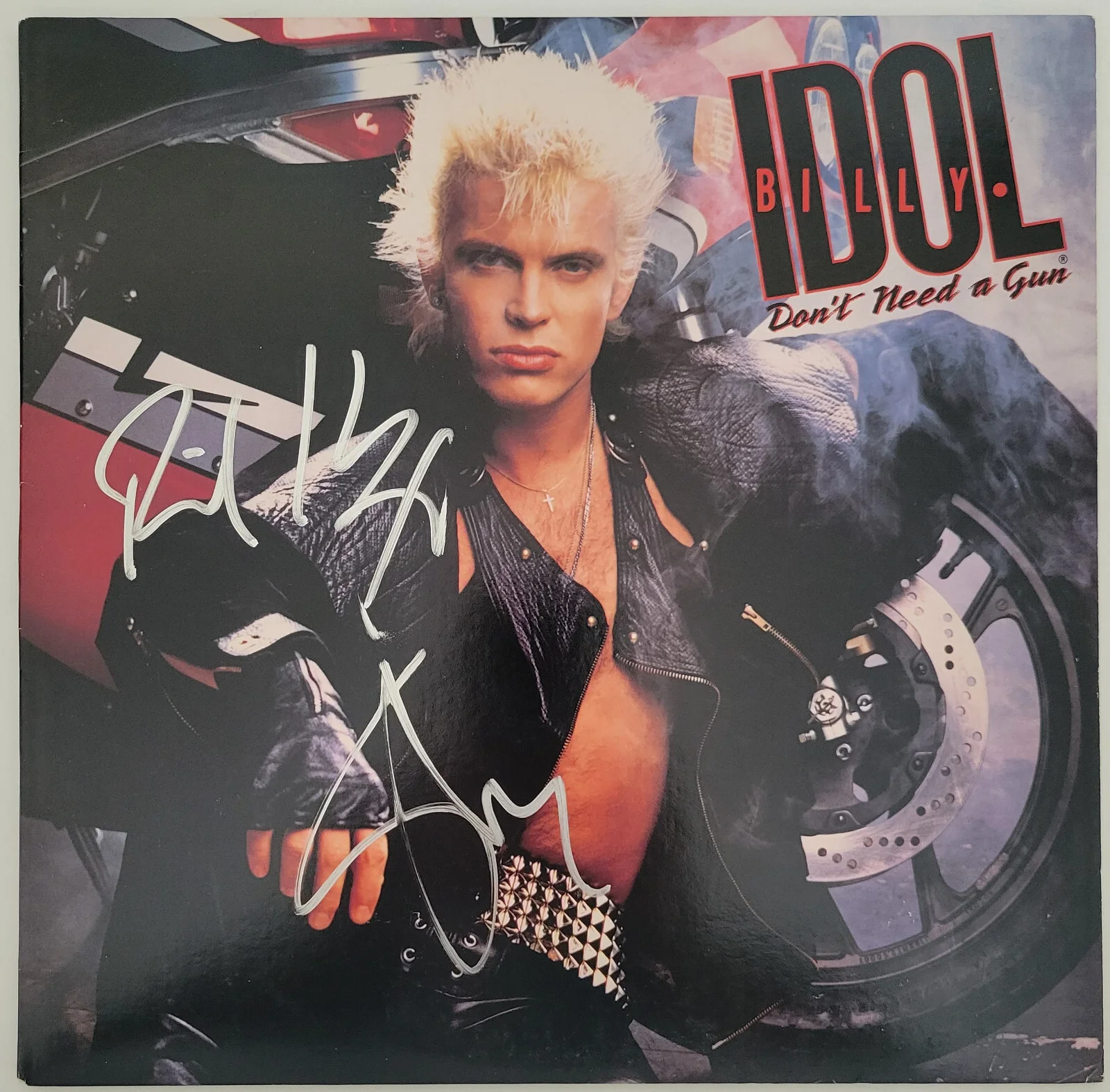 Billy Idol Steve Stevens signed Don't Need Gun album vinyl LP COA exact proof, изображение 3