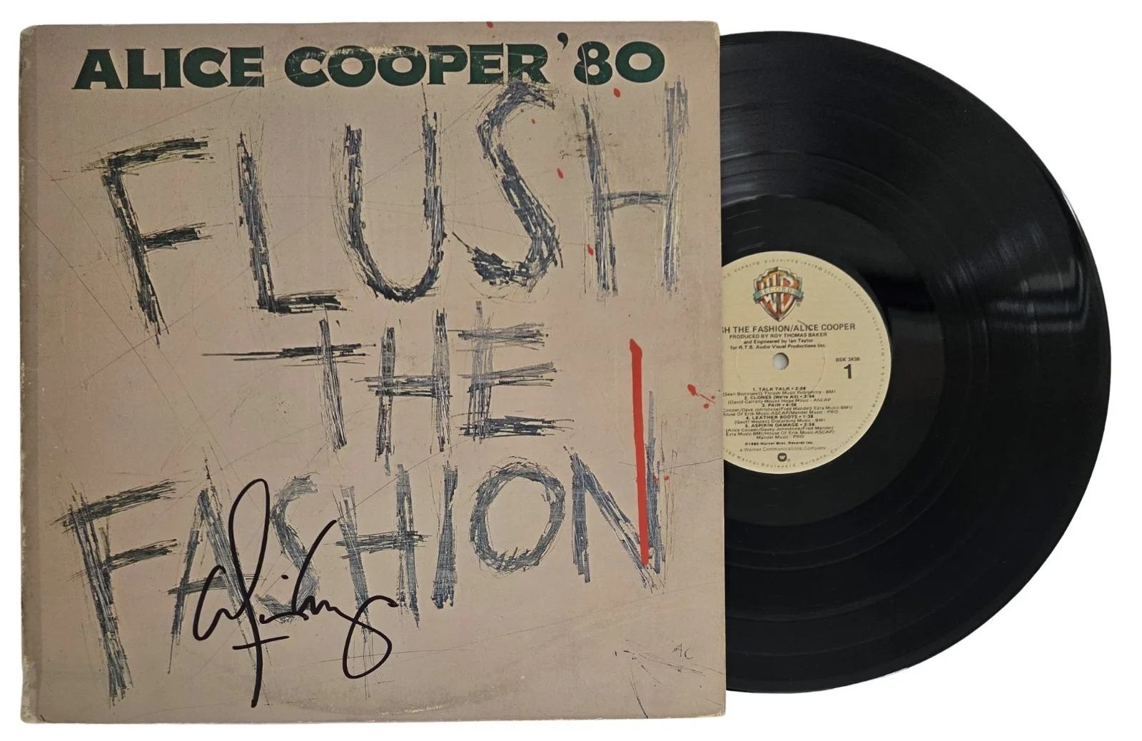 Alice Cooper Signed Flush the Fashion Album COA Proof Autographed Vinyl Record, изображение 2