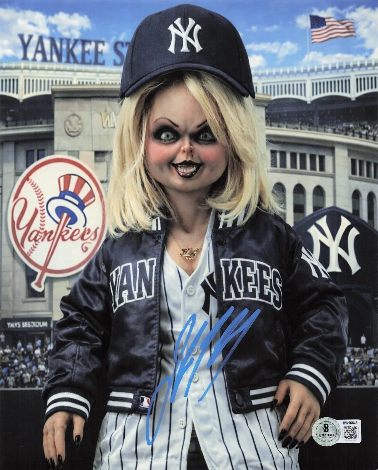 Jennifer Tilly — Jennifer Tilly Signed Autograph Bride Of Chucky 8x10 Photo Beckett BAS Yankees