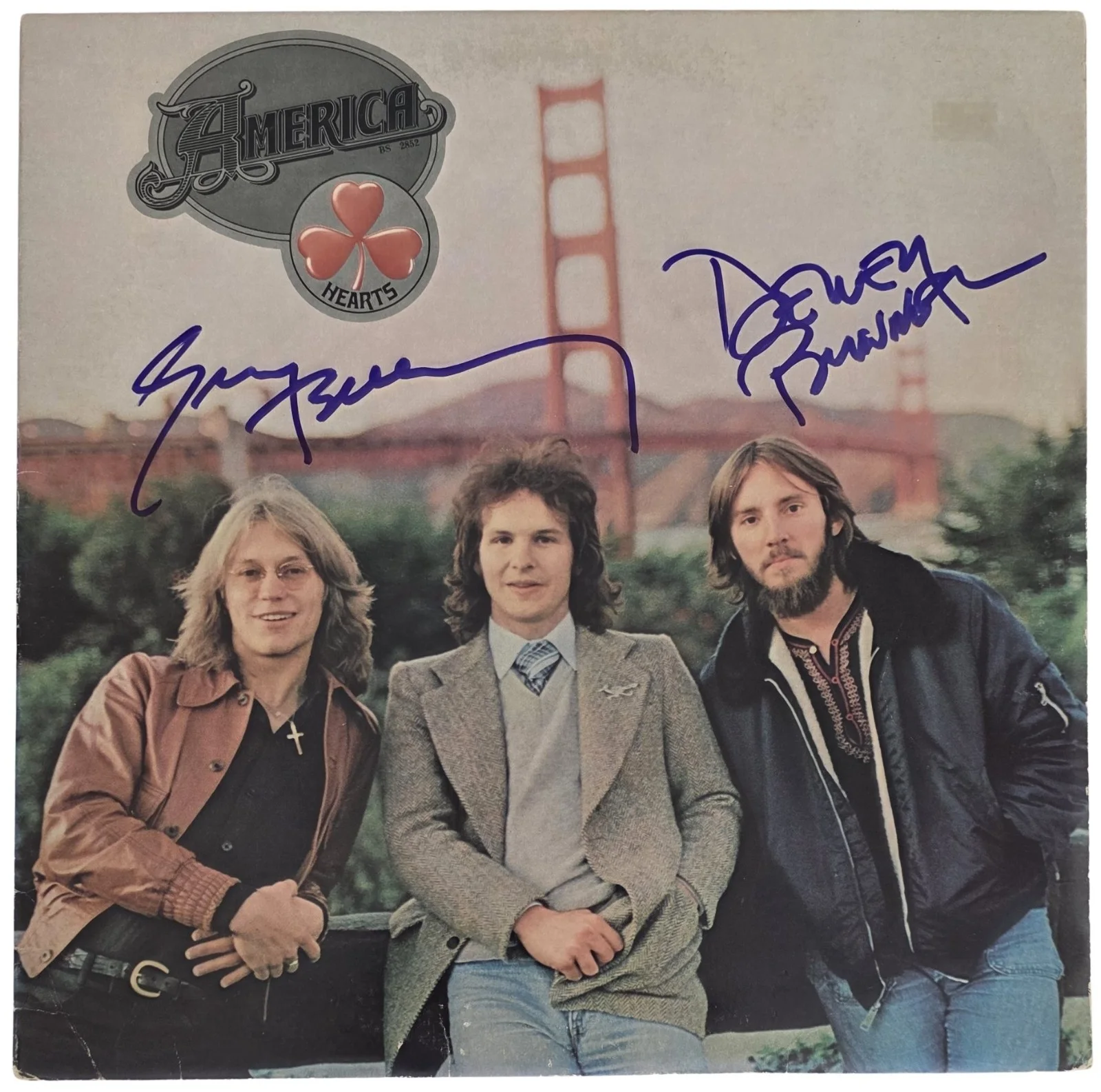 America Band Signed Hearts Album COA Exact Proof Autographed Vinyl Record, image 4