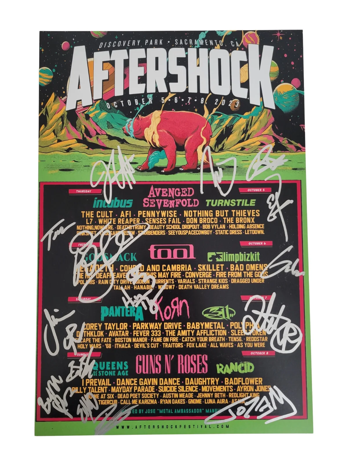 2023 Aftershock Rock Festival Signed 12x18 Event Poster COA Exact Proof, image 2