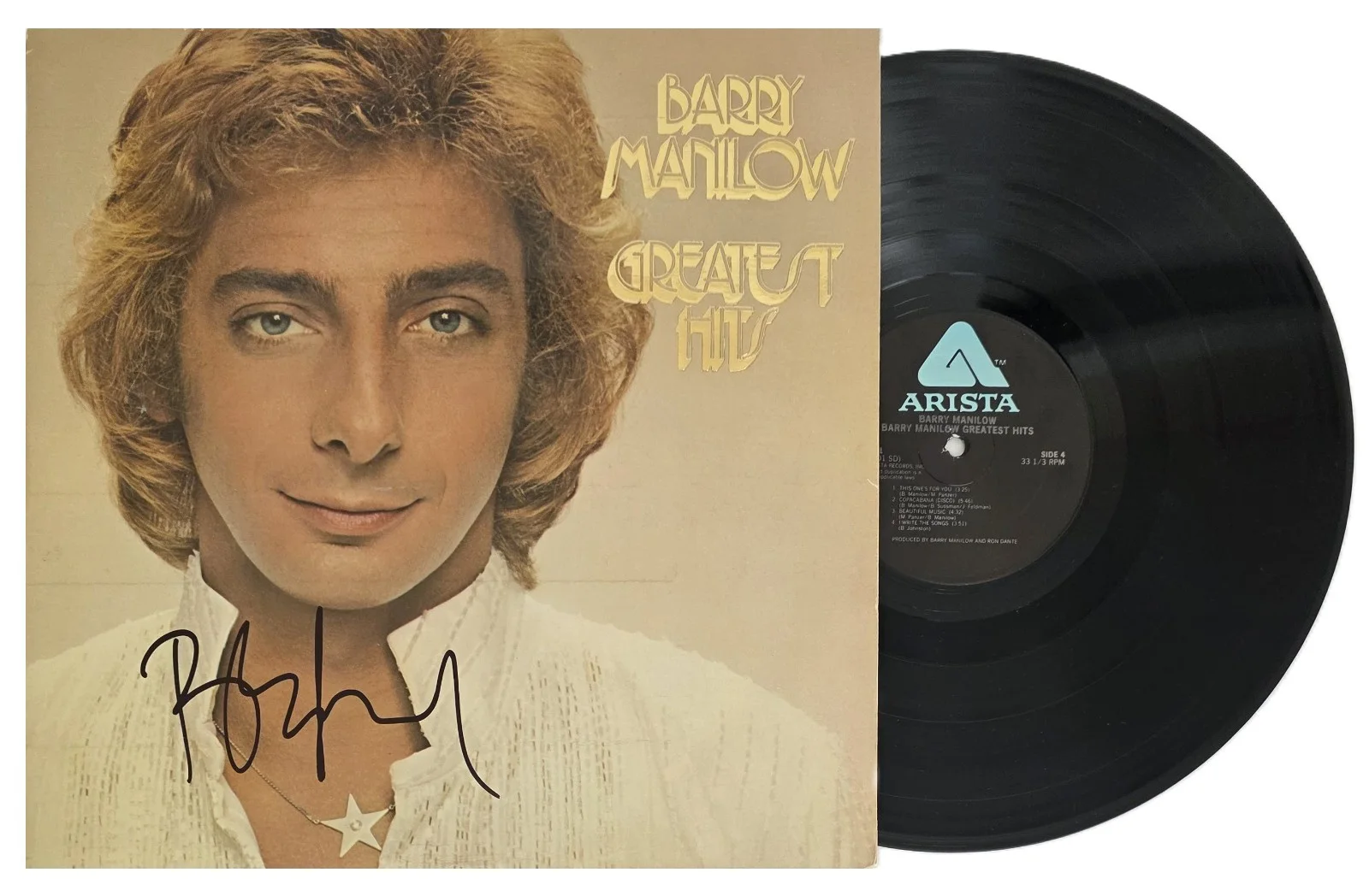 Barry Manilow Signed Greatest Hits Album COA Autographed Vinyl Record Proof, изображение 2
