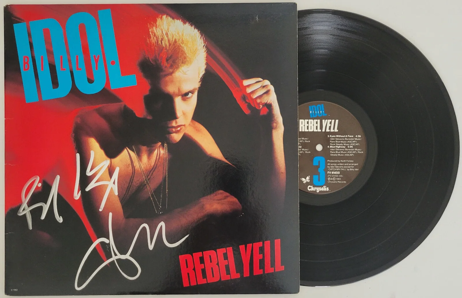 Billy Idol Steve Stevens signed Rebel Yell album vinyl LP COA proof autographed, image 2