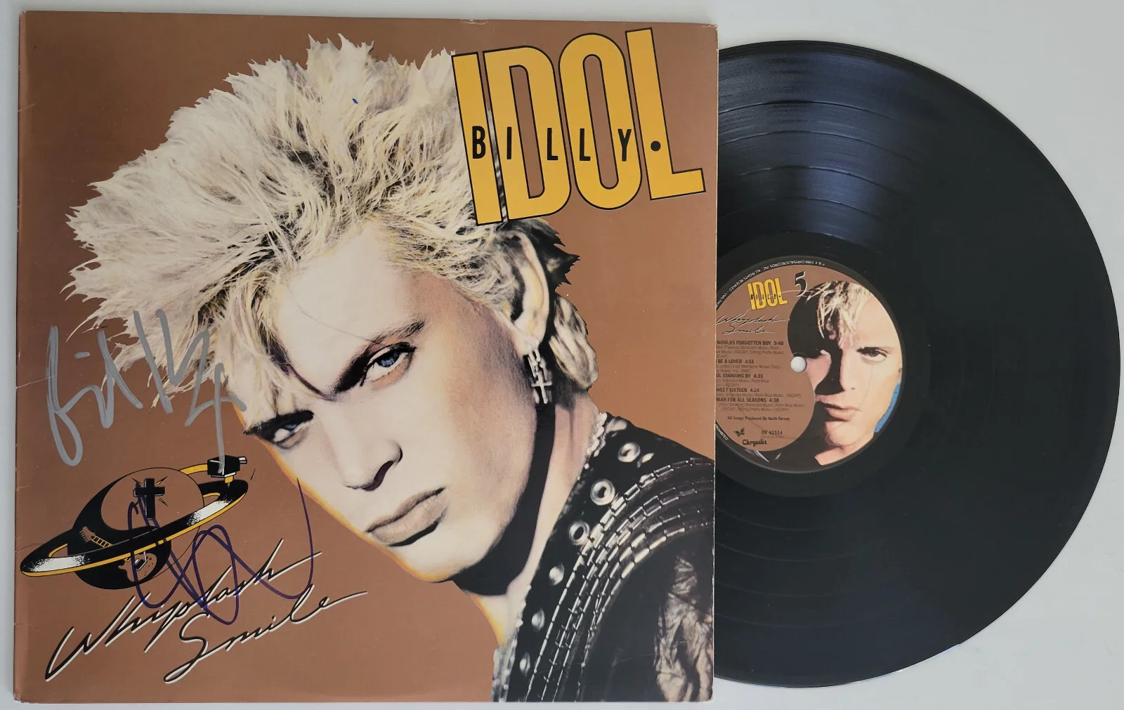 Billy Idol Steve Stevens signed Whiplash Smile album vinyl COA proof autographed, изображение 2