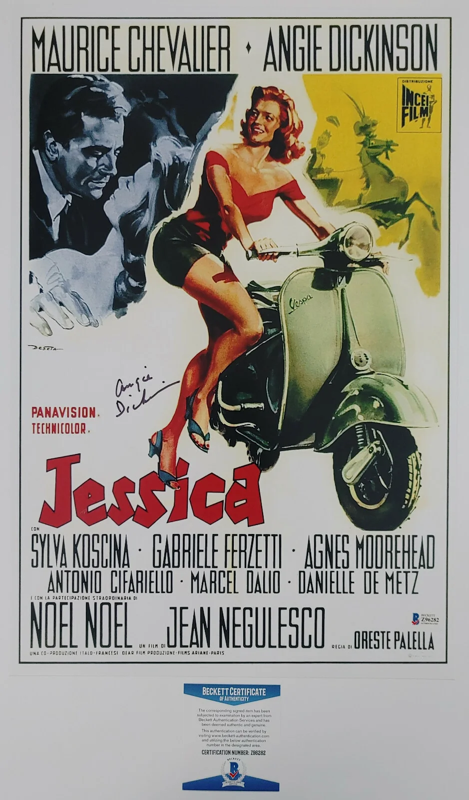 Angie Dickinson — Angie Dickinson signed 12x18 Jessica movie photo poster COA proof. Beckett BAS, изображение 5