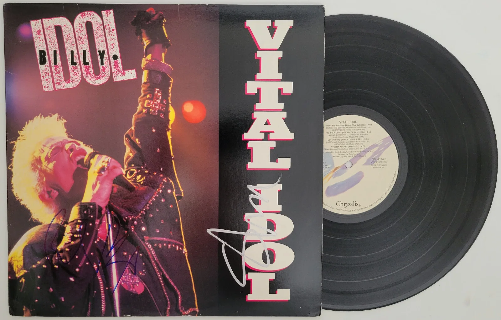 Billy Idol Steve Stevens signed Vital Idol album vinyl COA proof autographed, image 2