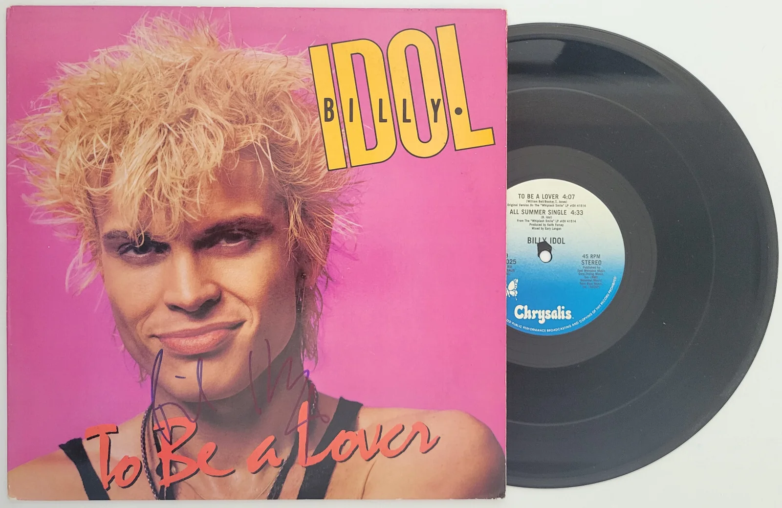 Billy Idol signed To Be A Lover album vinyl LP COA exact proof autographed, изображение 2