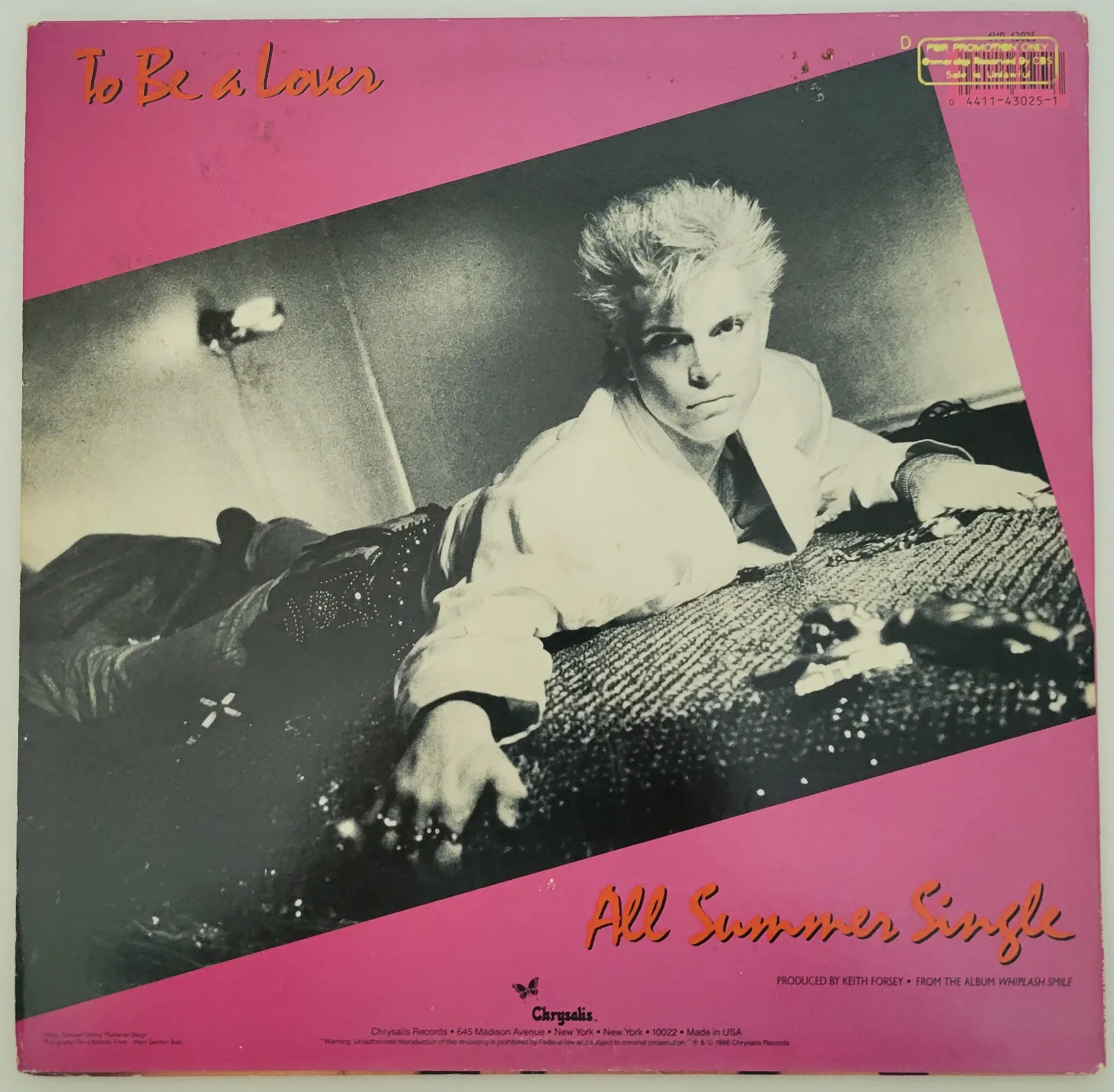 Billy Idol signed To Be A Lover album vinyl LP COA exact proof autographed, изображение 4