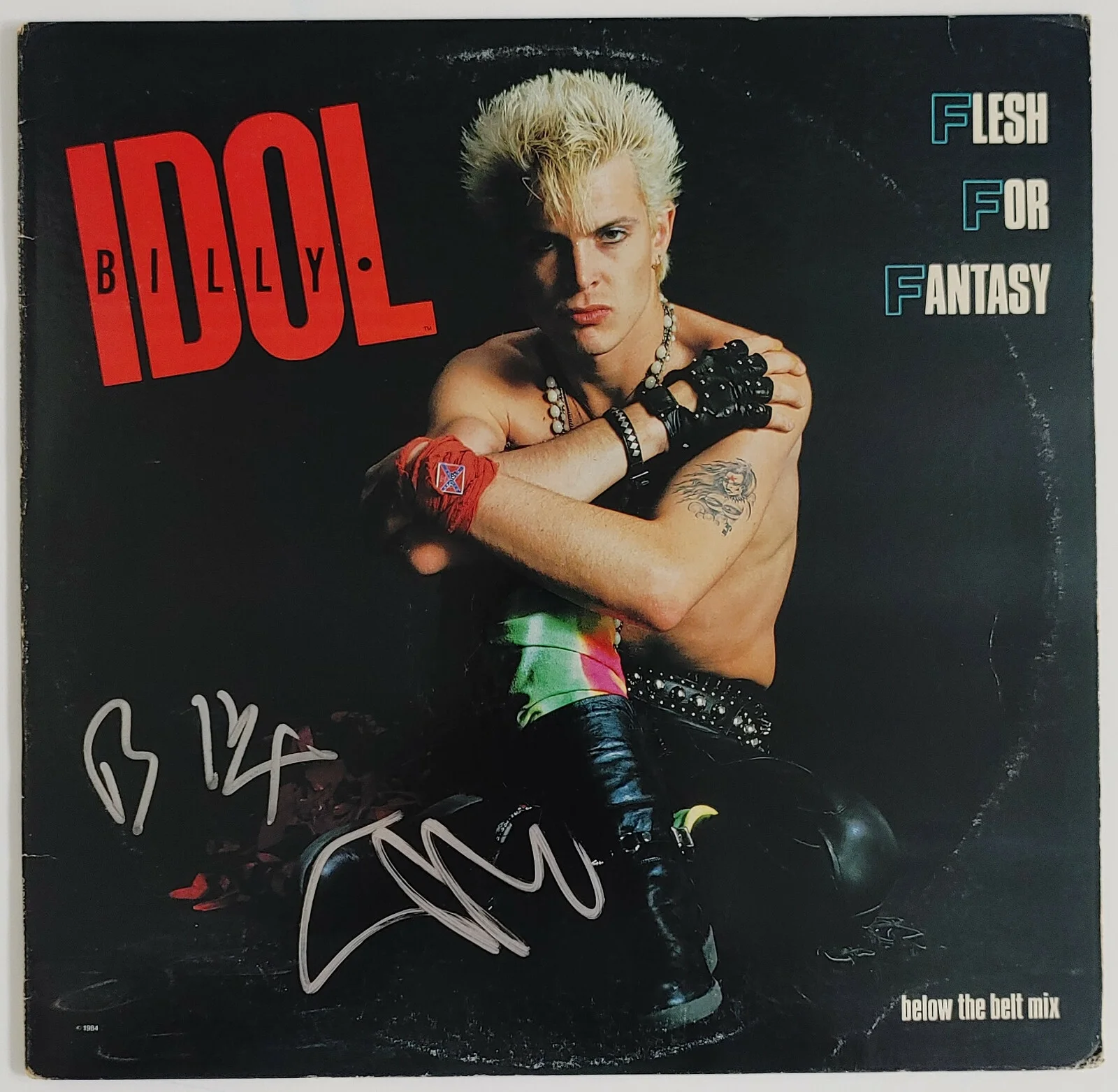 Billy Idol Steve Stevens signed Flesh for Fantasy album vinyl proof Beckett COA, изображение 3