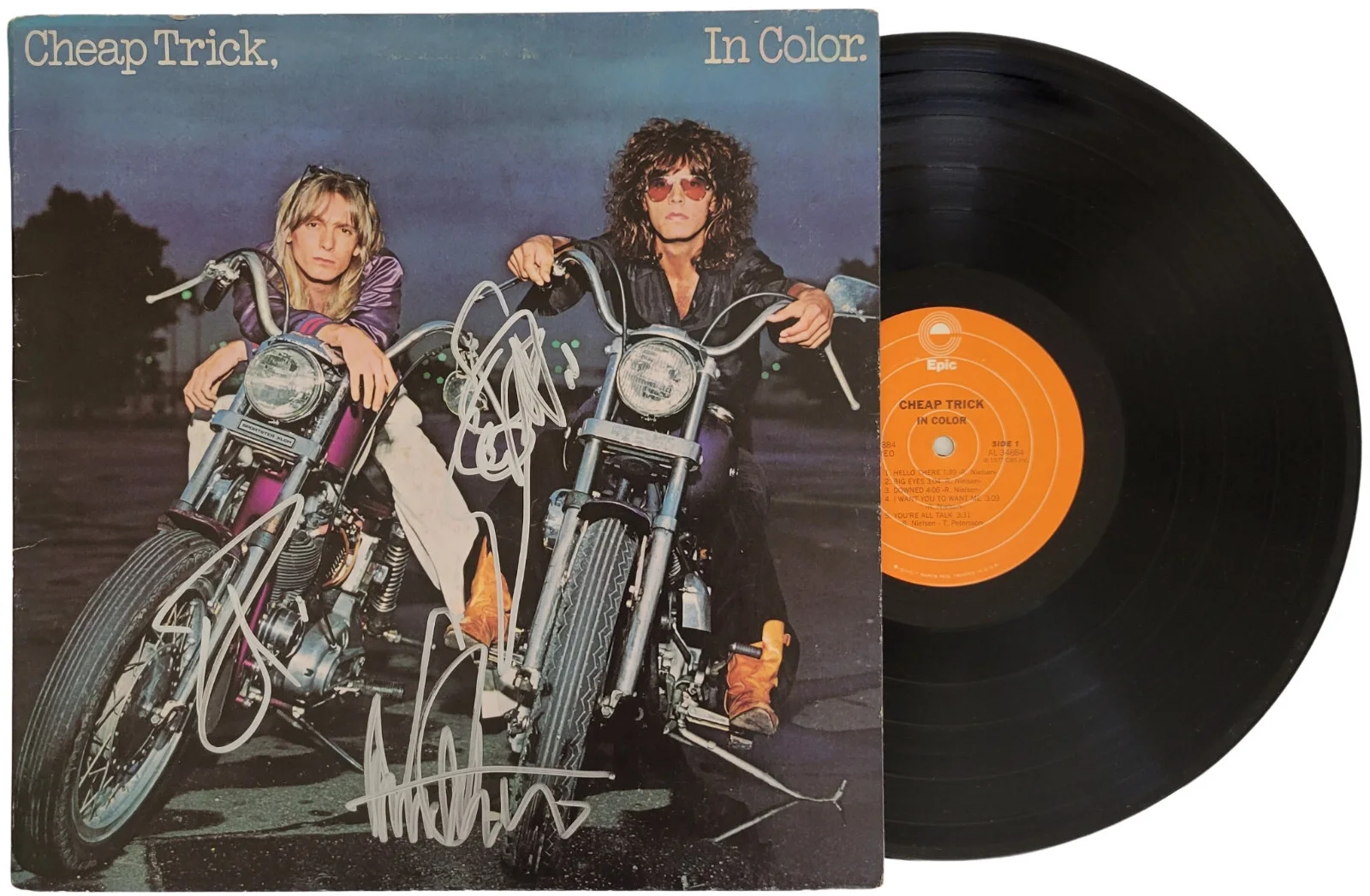 Cheap Trick signed In Color album vinyl COA proof Zander, Peterson,Nielsen auto, изображение 2