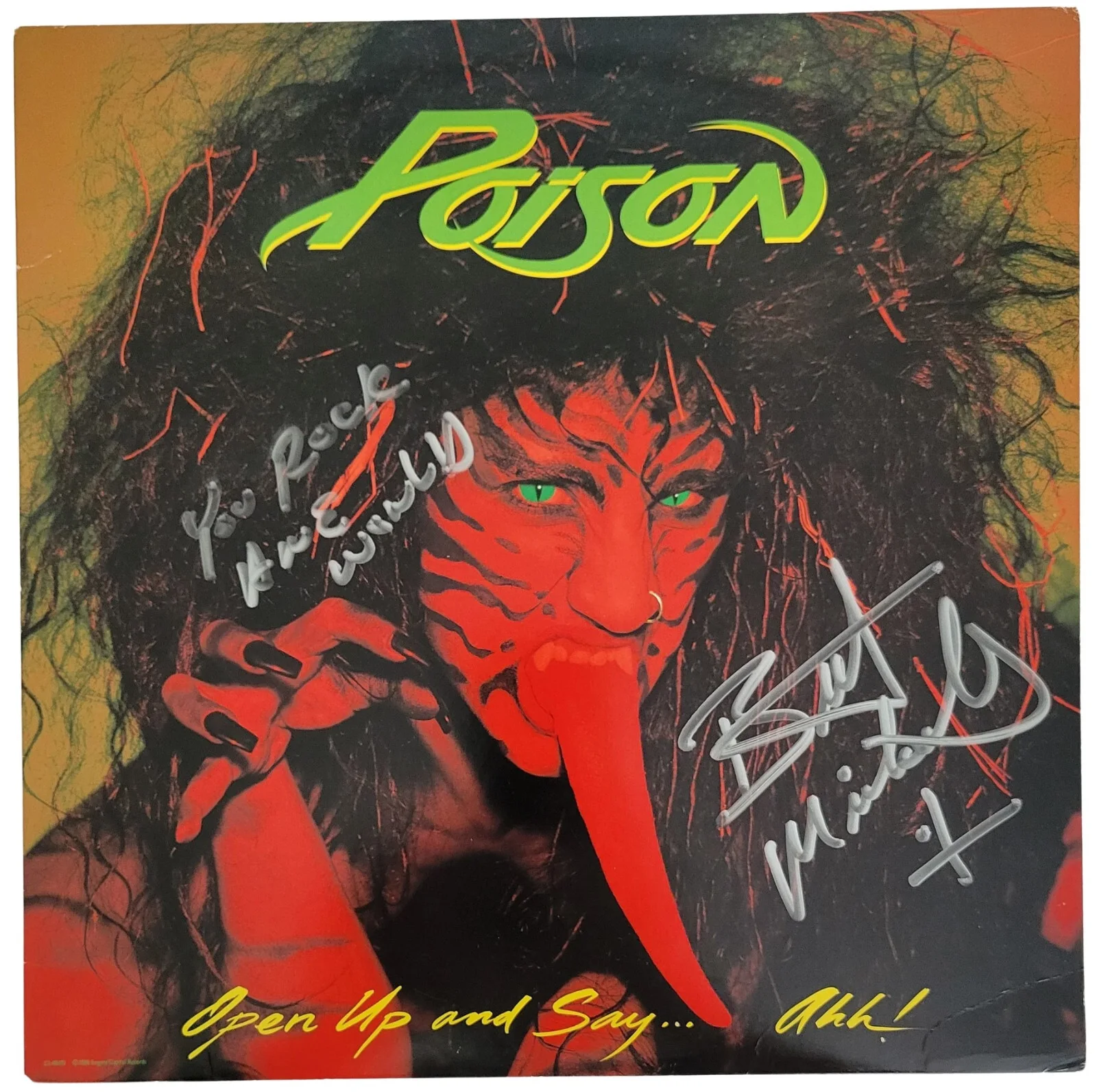 Bret Michaels Signed Poison Open Up and Say Ahh Album Proof Beckett..Auto Vinyl, image 3