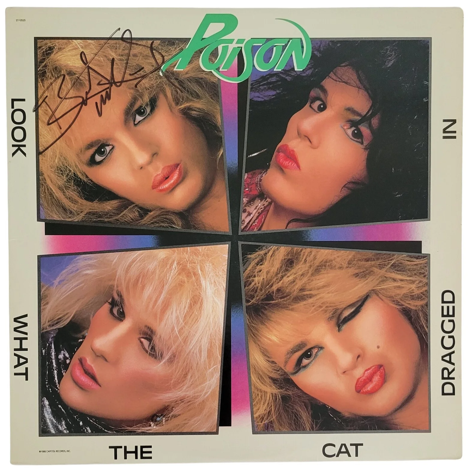 Bret Michaels Signed Poison Look What the Cat Album COA Proof..Autographed Vinyl, изображение 3