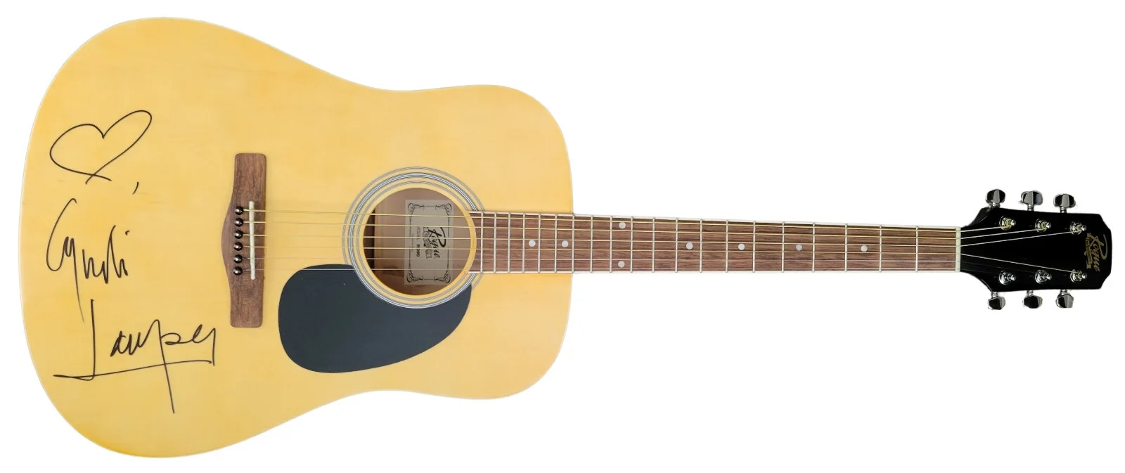 Cyndi Lauper Signed Full Size Acoustic Guitar COA Exact Proof Autographed, image 2