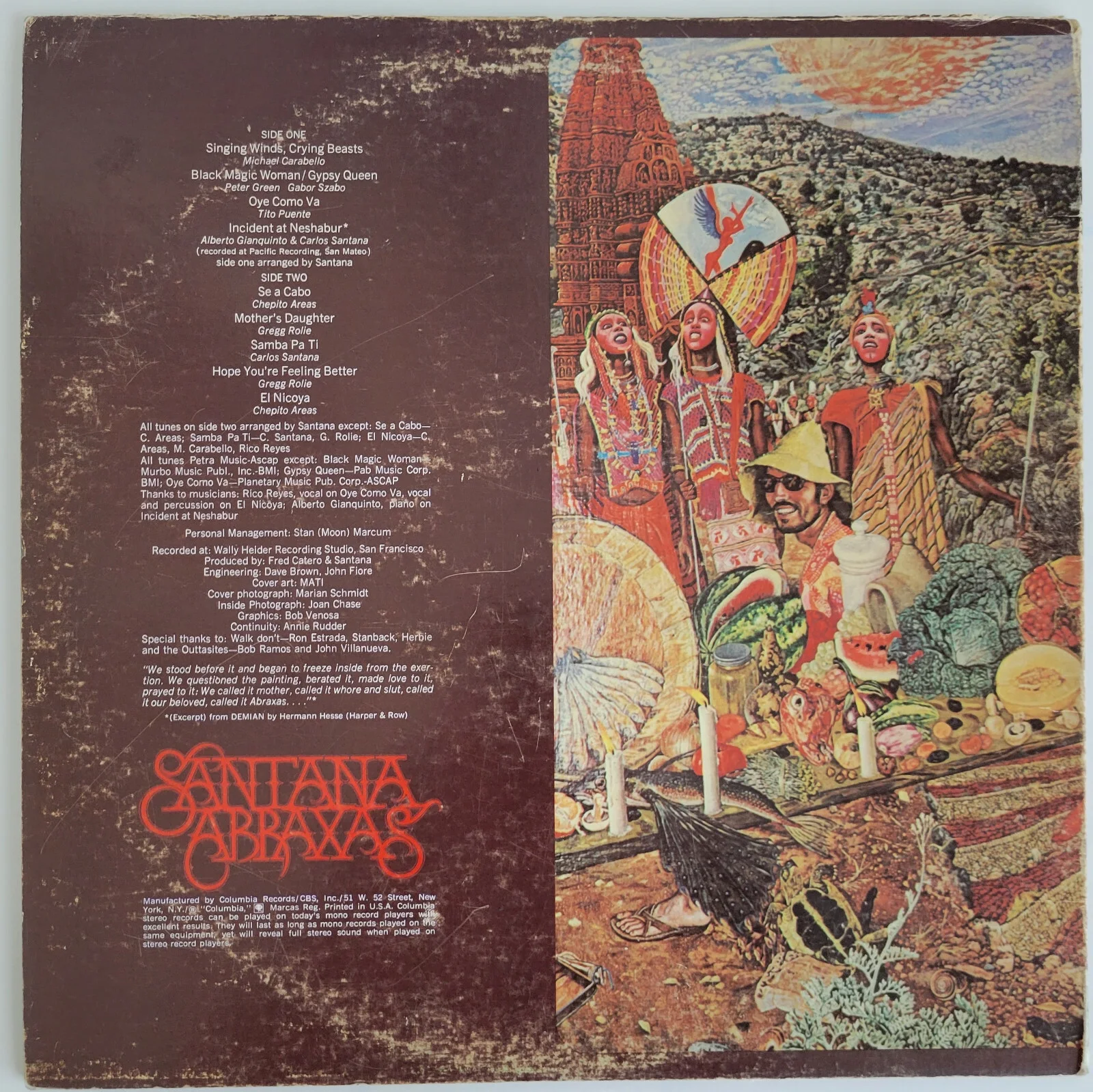 Carlos Santana Signed Santana Abraxas Album COA Exact Proof Autographed Vinyl, image 3
