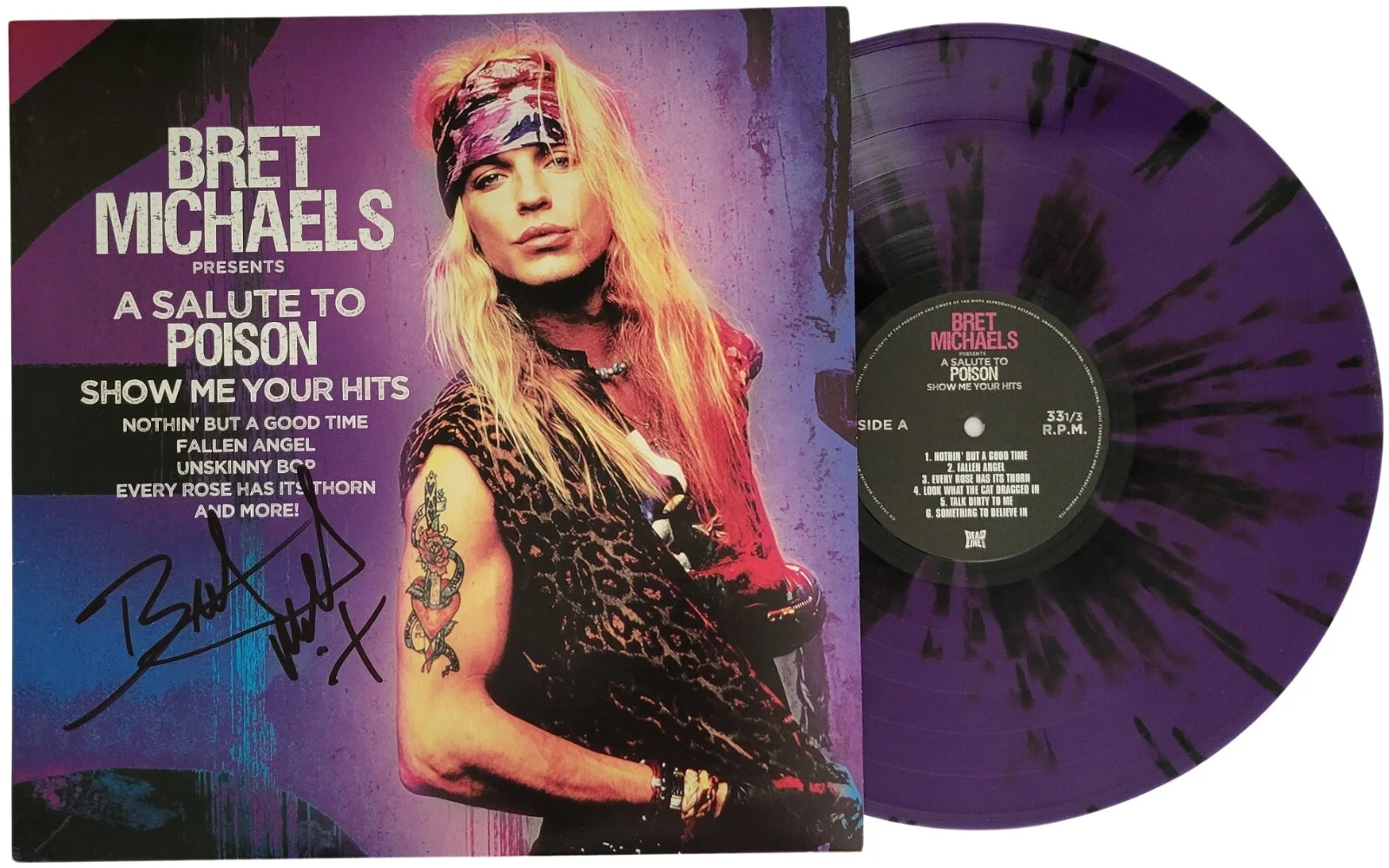 Bret Michaels Signed Poison Show Me Your Hits Album COA Proof Autographed Vinyl, изображение 2
