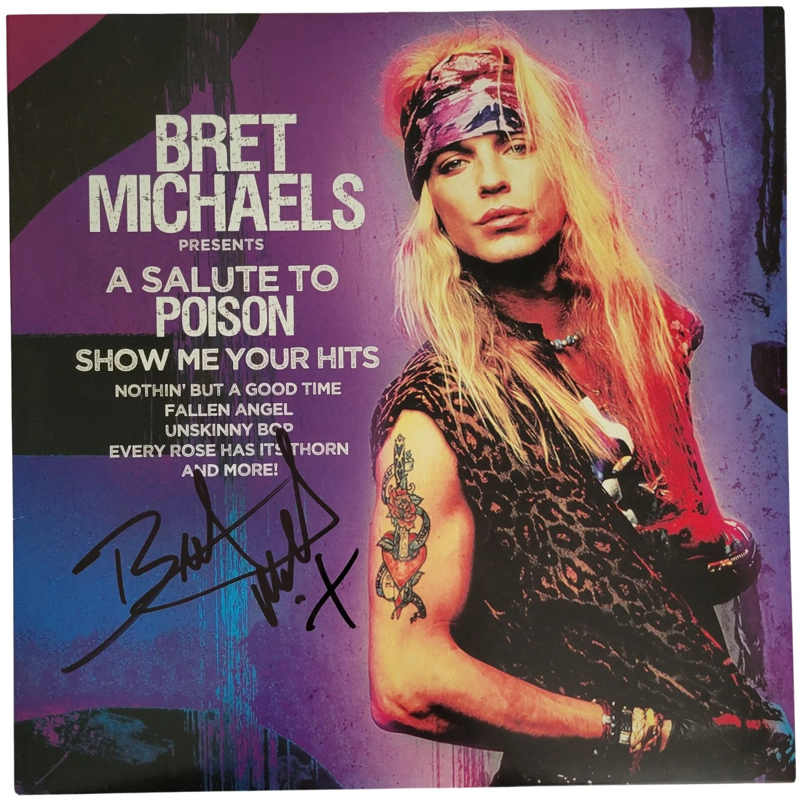 Bret Michaels Signed Poison Show Me Your Hits Album COA Proof Autographed Vinyl, изображение 3