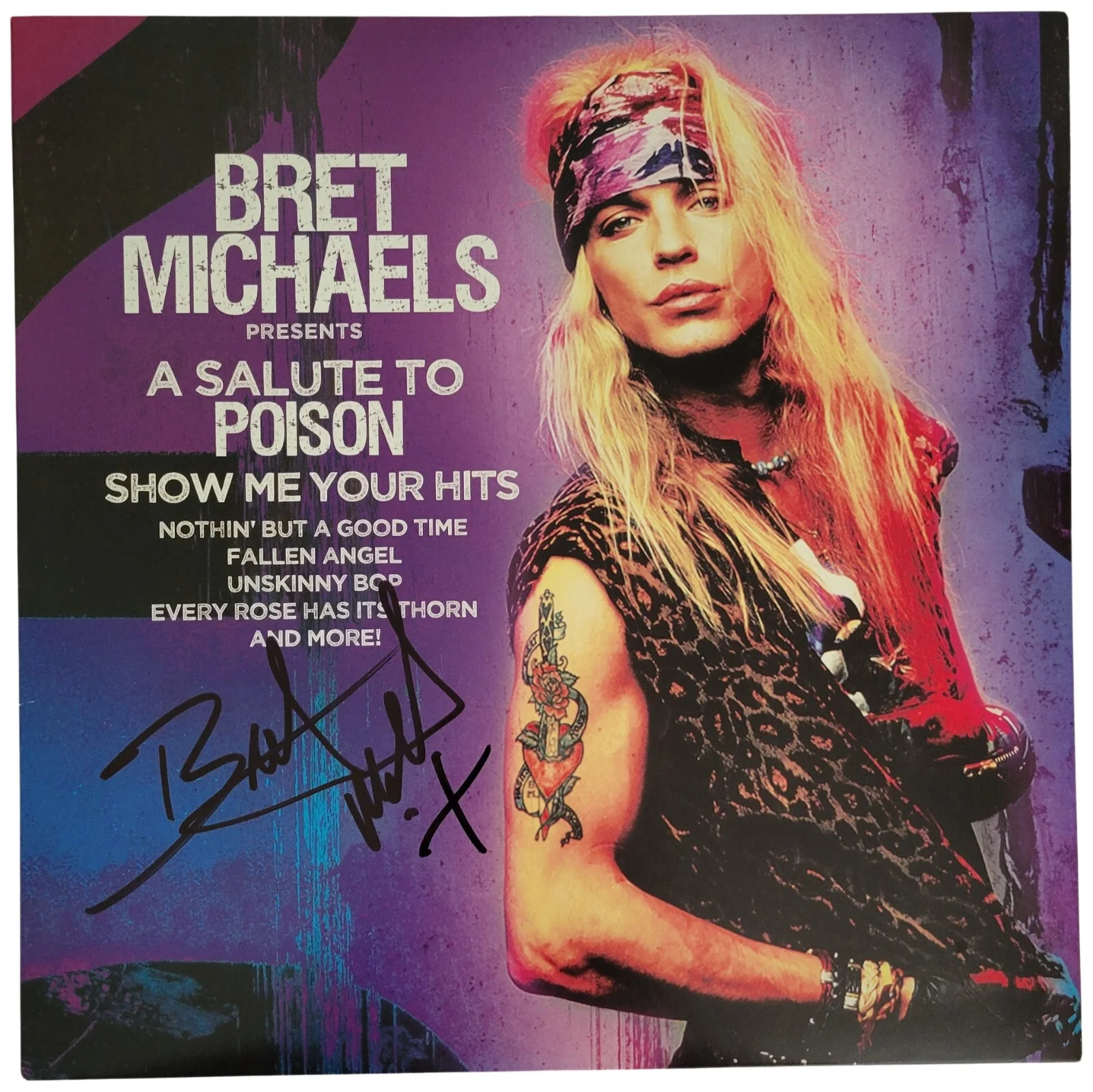 Bret Michaels Signed Poison Show Me Your Hits Album COA Proof Autographed Vinyl, изображение 5