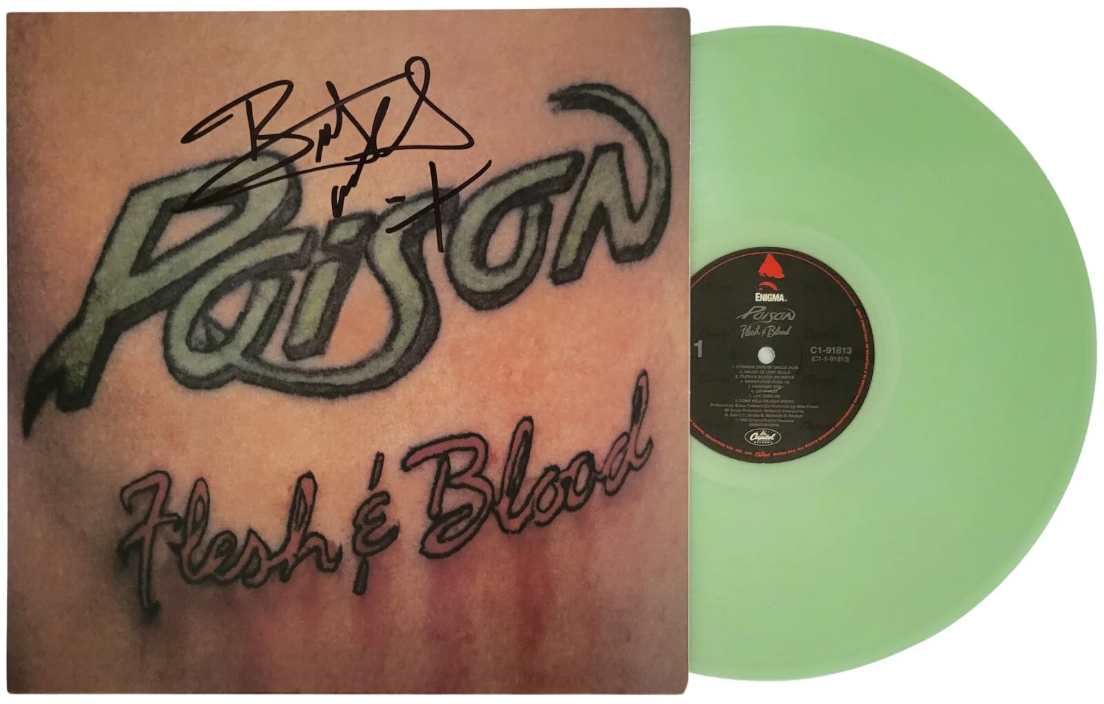 Bret Michaels Signed Poison Flesh & Blood Album COA Proof Autographed Vinyl, изображение 2