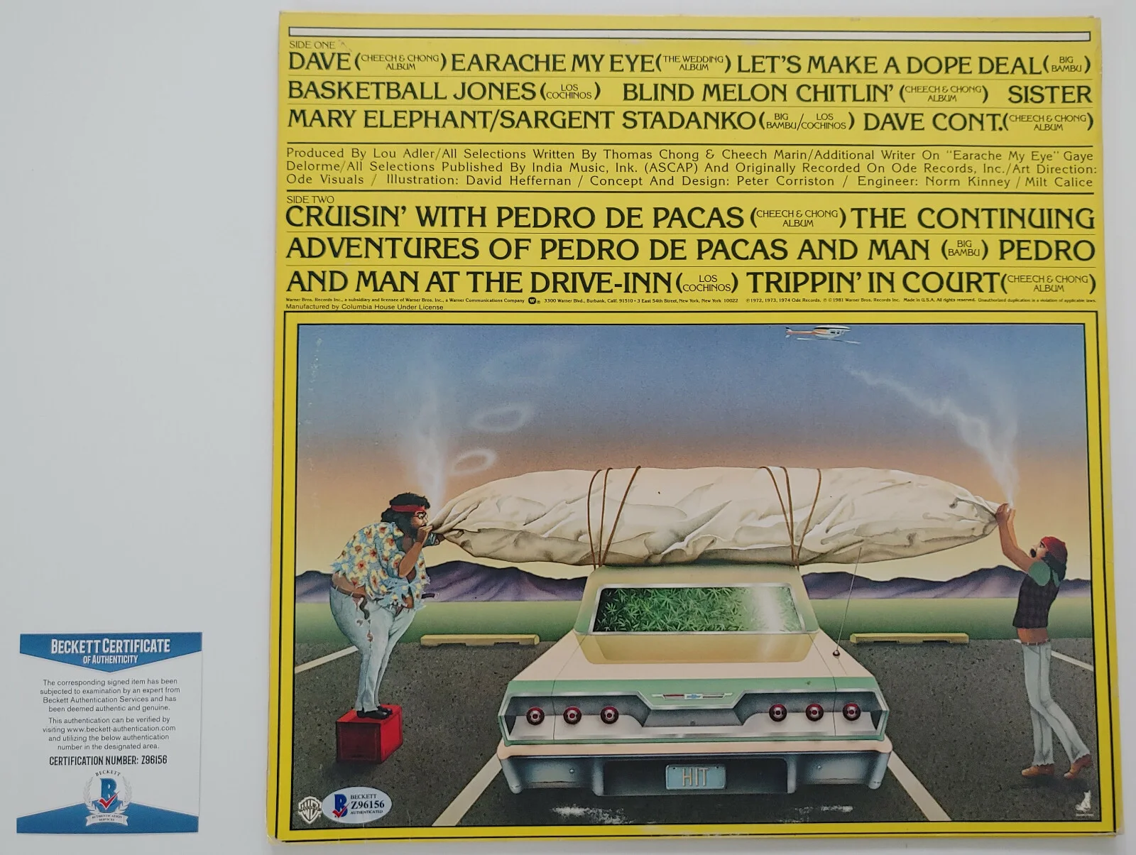 Cheech and Chong Signed Greatest Hit Album Exact Proof Beckett COA Vinyl Record, изображение 4