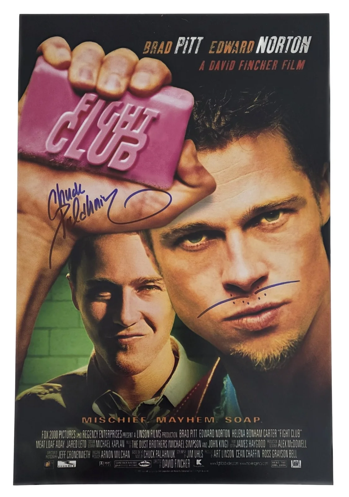 Chuck Palahniuk — Chuck Palahniuk Signed 12x18 Fight Club Movie Poster Photo COA Proof Autographed, изображение 2