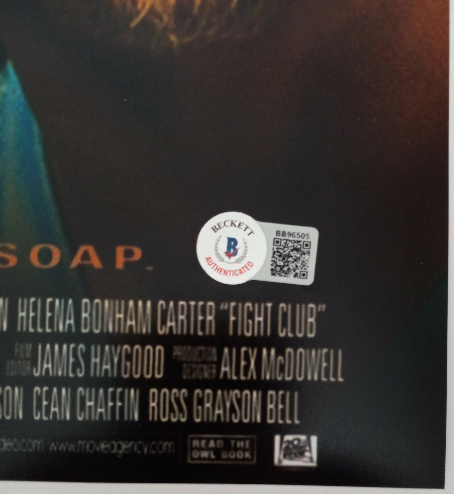 Chuck Palahniuk — Chuck Palahniuk signed 12x18 Fight Club movie poster photo,COA proof Beckett, изображение 3