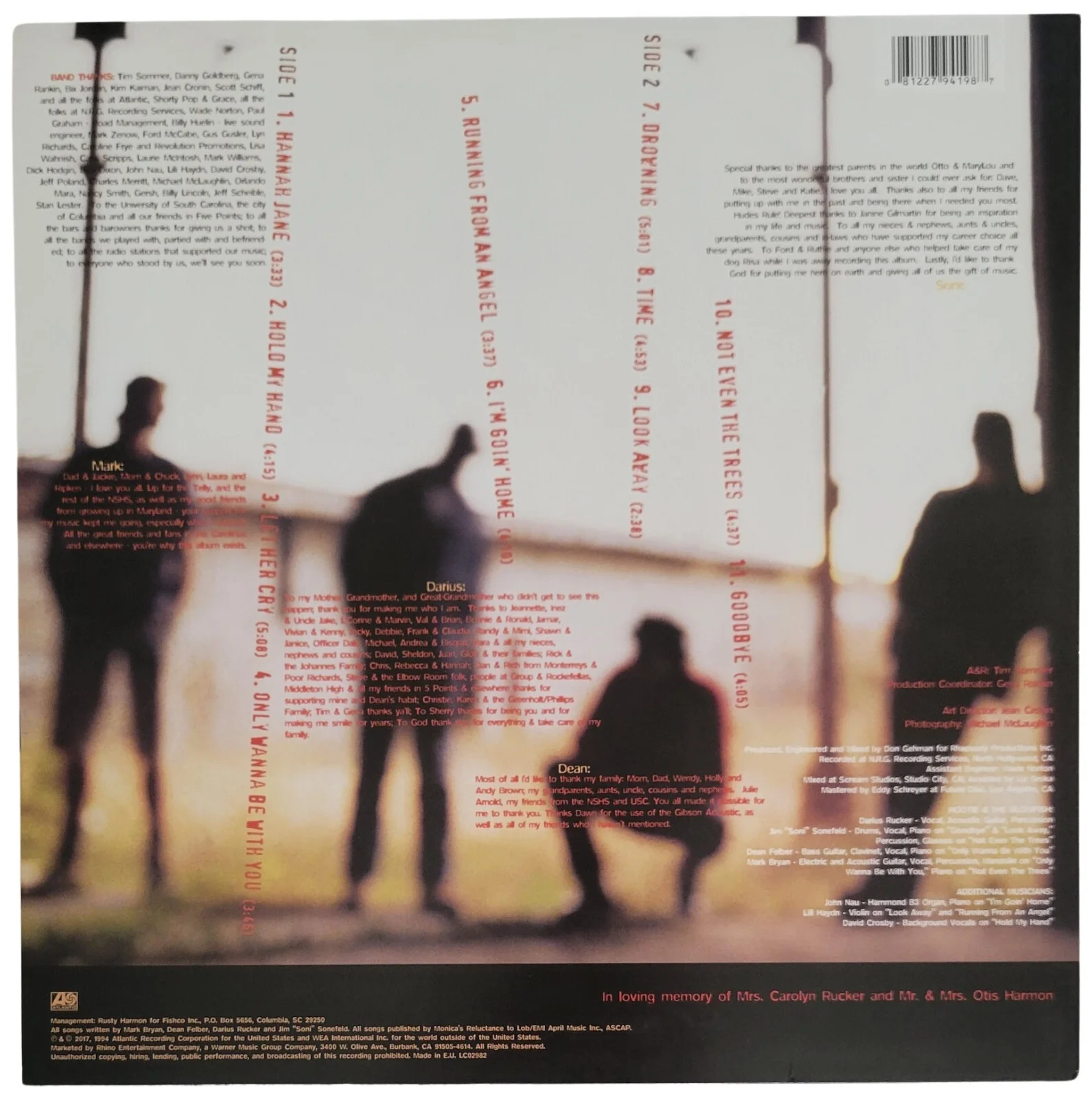 Darius Rucker signed Hootie & the Blowfish Cracked Rear View album LP COA proof, изображение 4