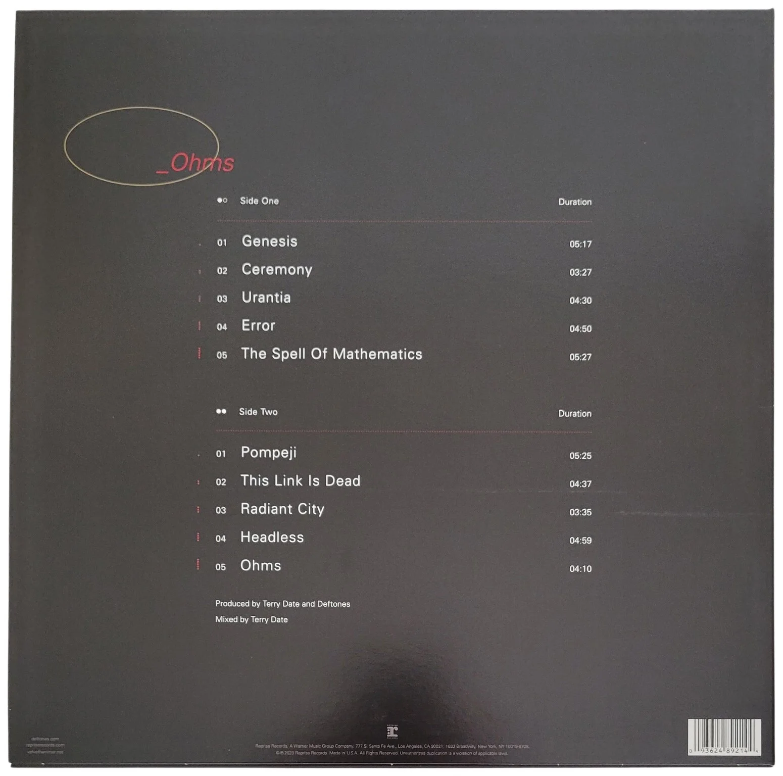 Chino Moreno Signed Deftones Ohms Album COA Proof Autographed Vinyl Record, изображение 4