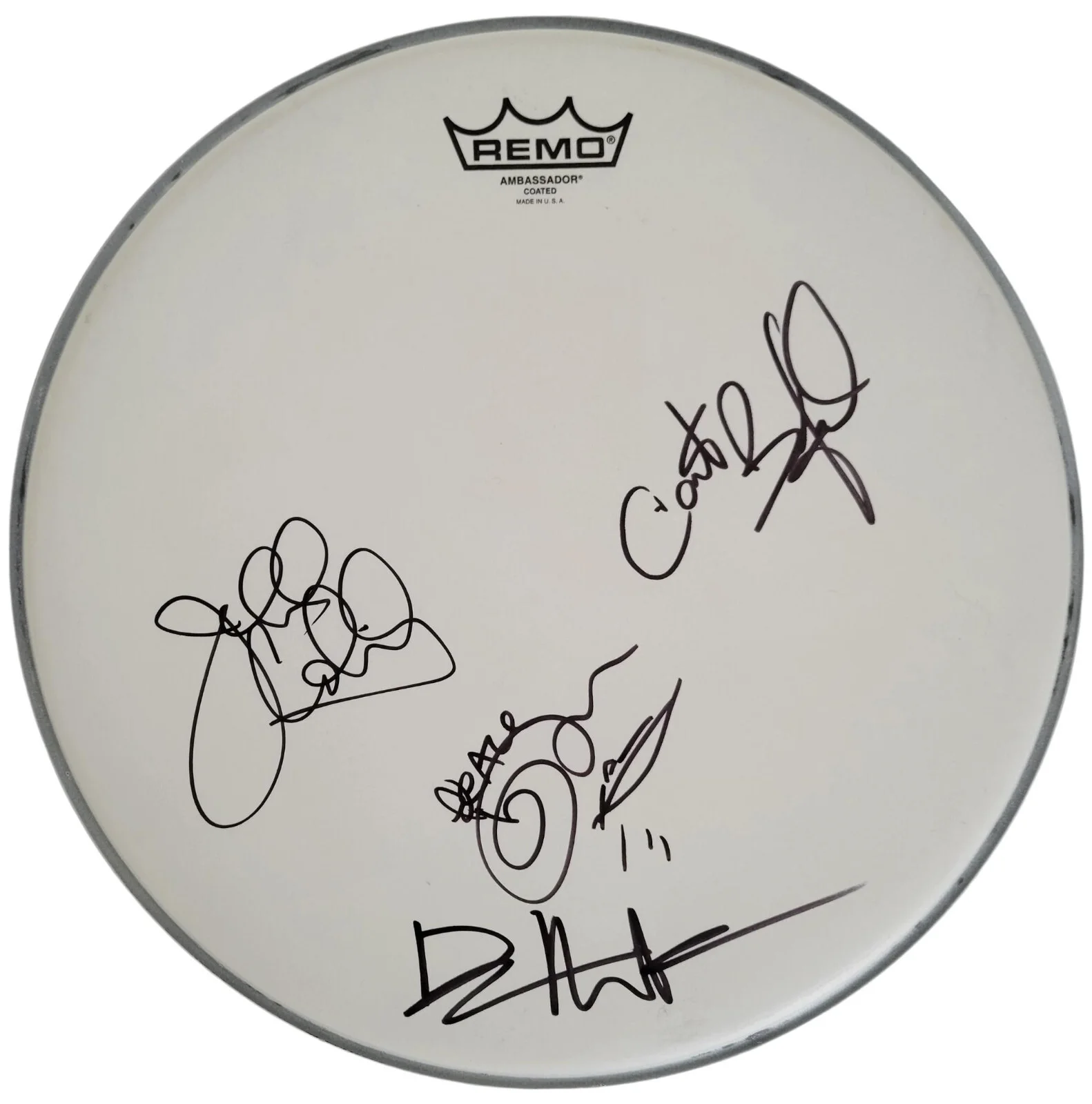 Dave Matthews Carter Beauford Tim Reynolds Jeff Coffin signed Drumhead COA proof, изображение 2