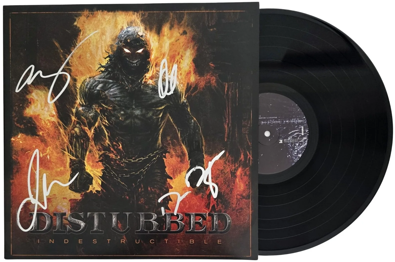 Disturbed Band Signed Indestructible Album COA Proof Autographed Vinyl Record, изображение 2