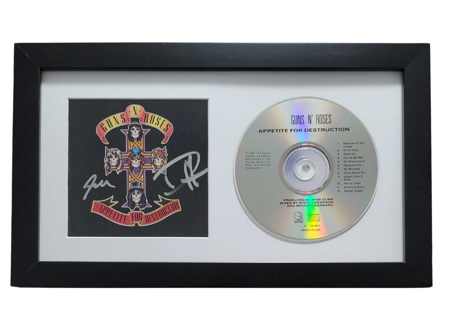 Duff McKagan Steve Adler Signed GNR Appetite for Destruction CD Proof COA Framed, image 2