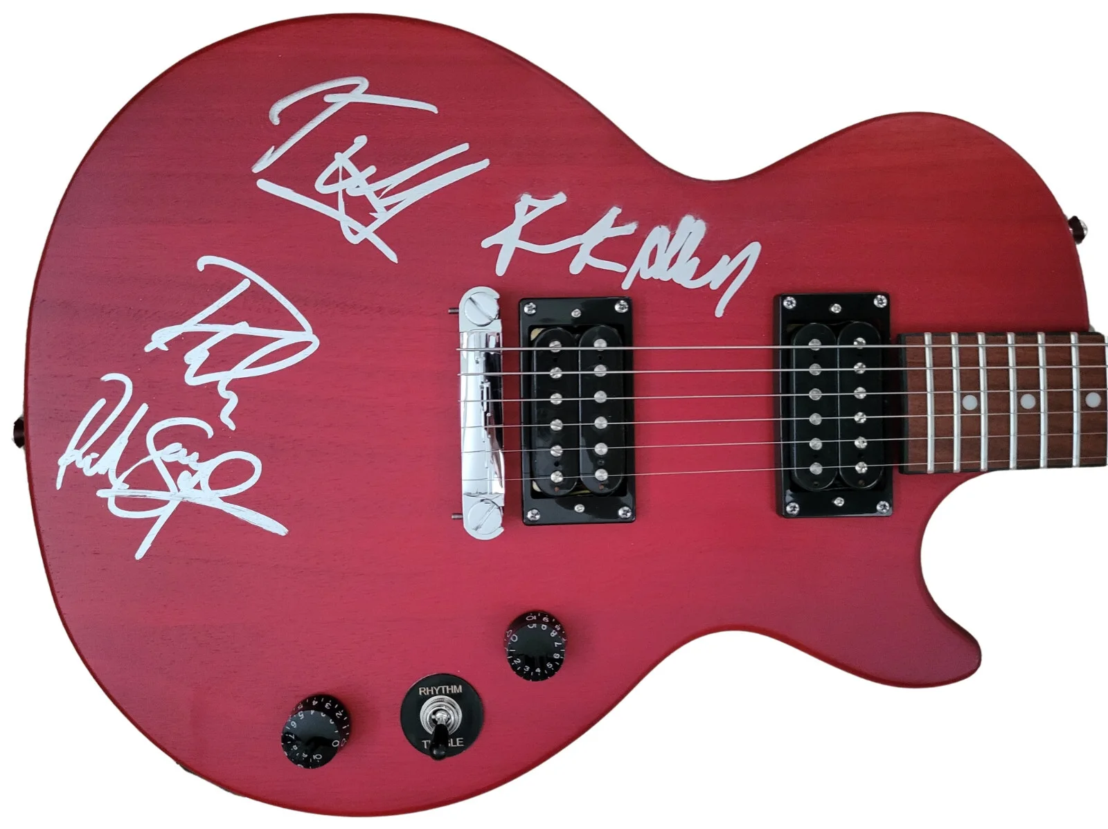 Def Leppard Band Signed Les Paul Electric Guitar COA Exact Proof Autographed.., изображение 3