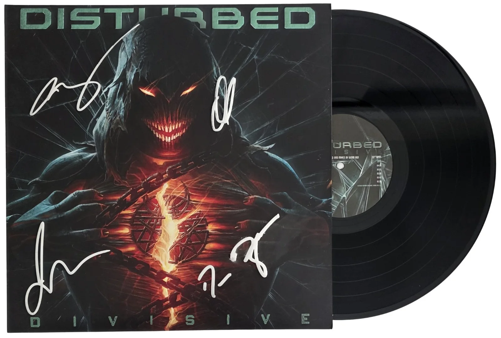 Disturbed Band Signed Divisive Album COA Eaxct Proof Autographed Vinyl Record, image 2