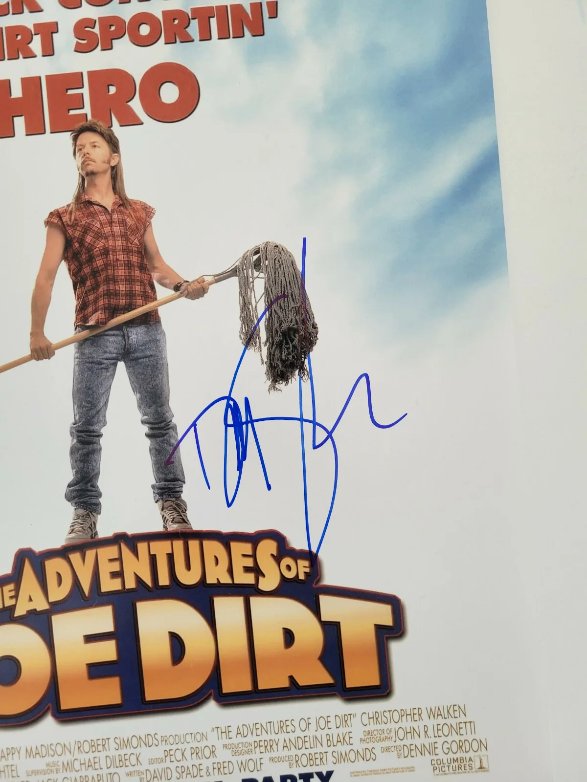 David Spade — David Spade signed Joe Dirt 12x18 poster photo COA exact Proof autographed, изображение 3