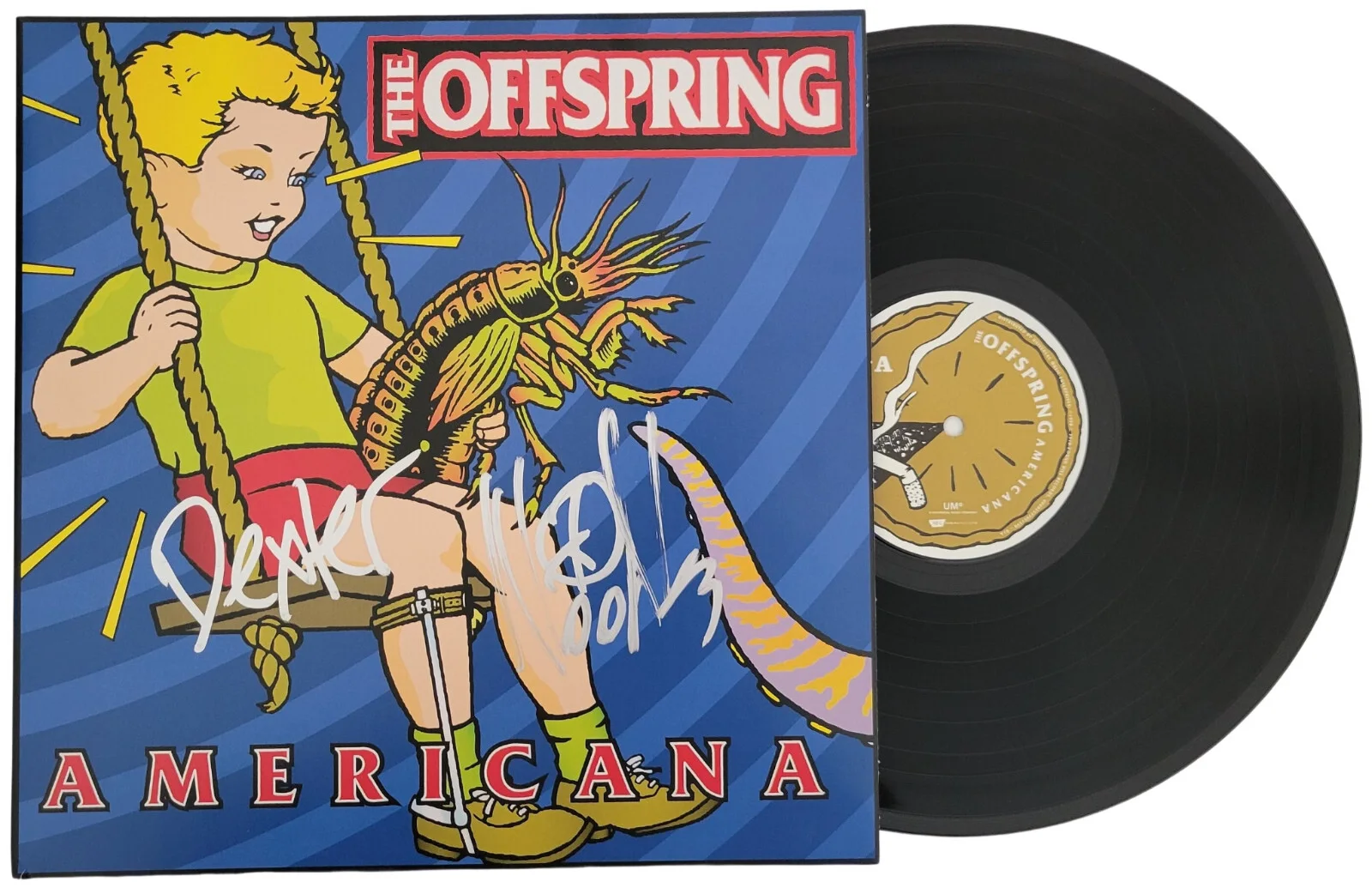 Dexter Holland Noodles signed The Offspring Americana album Vinyl COA proof auto, изображение 2