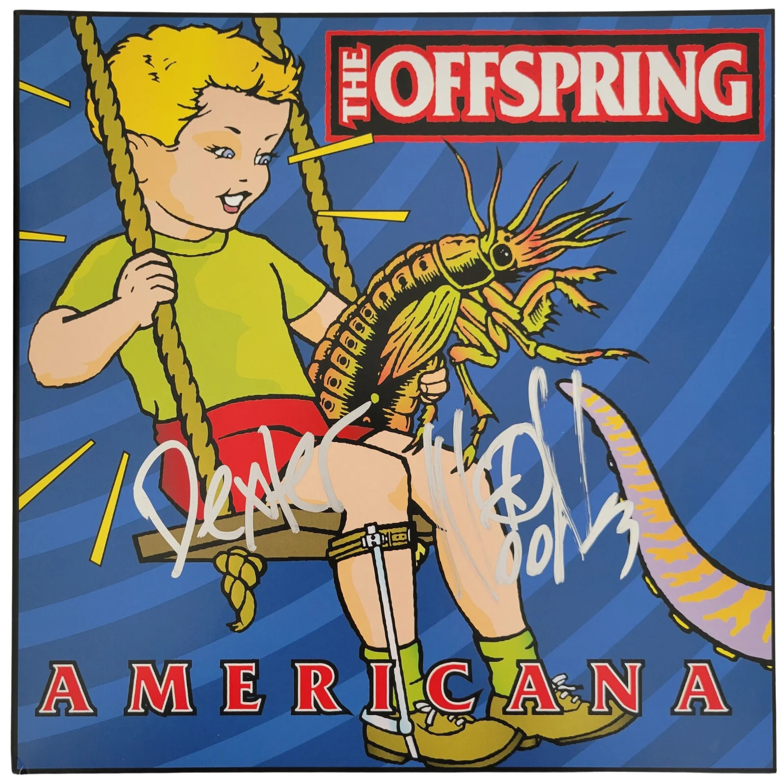 Dexter Holland Noodles signed The Offspring Americana album Vinyl COA proof auto, изображение 3