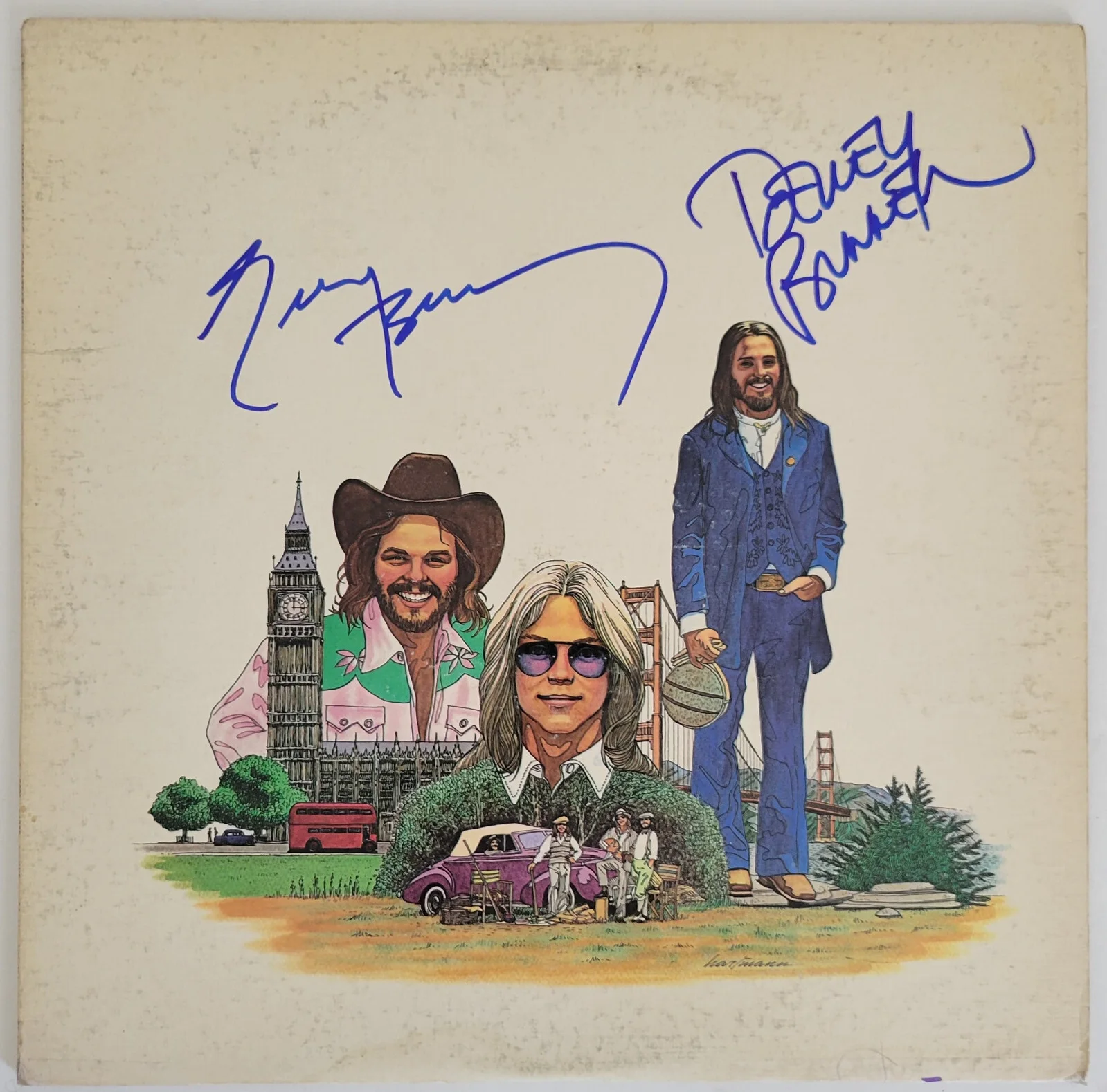 Dewey Bunnell Gerry Beckley signed America Greatest Hits album vinyl COA proof, изображение 3