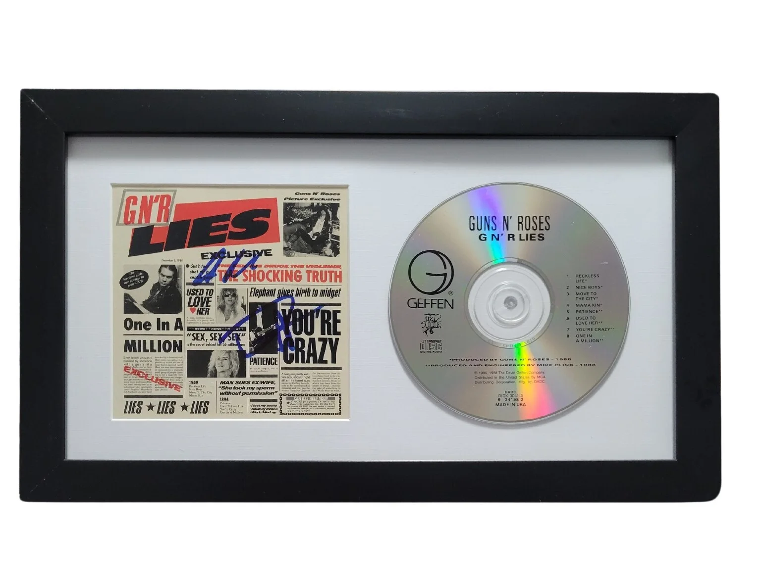 Duff McKagan Steve Adler Signed Guns N Roses Lies CD Proof COA Framed G.N.R, image 2
