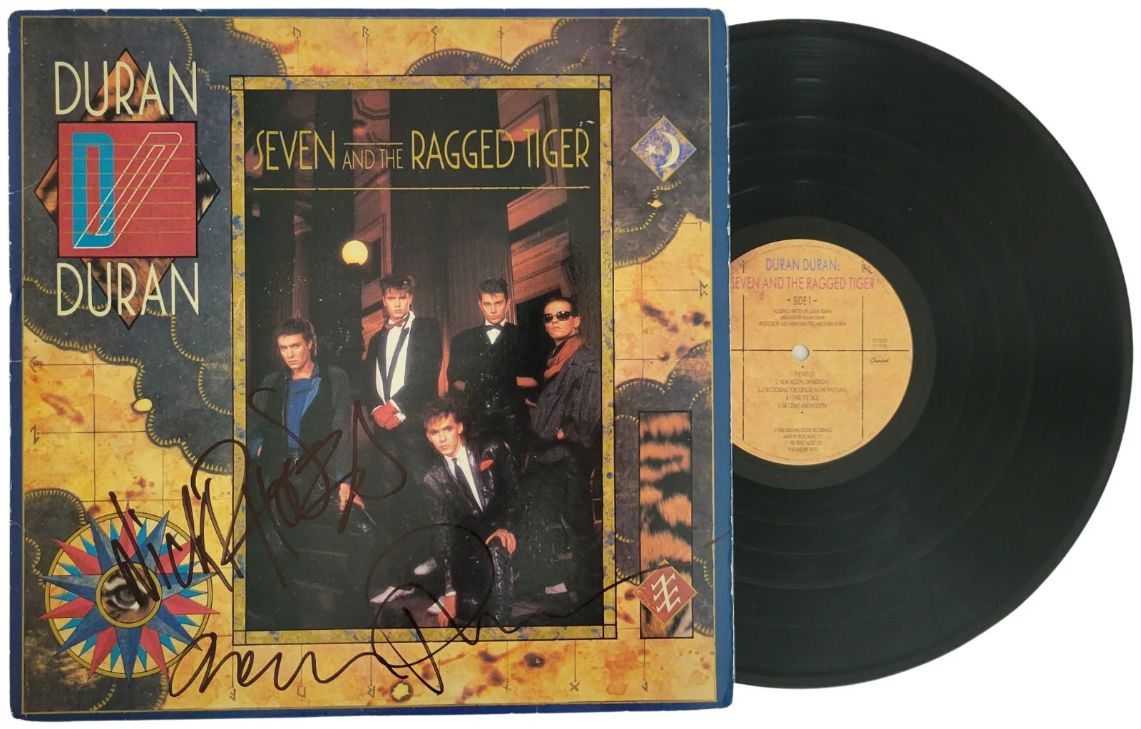 Duran Duran signed Seven and the Ragged Tiger album vinyl record COA exact proof, изображение 2