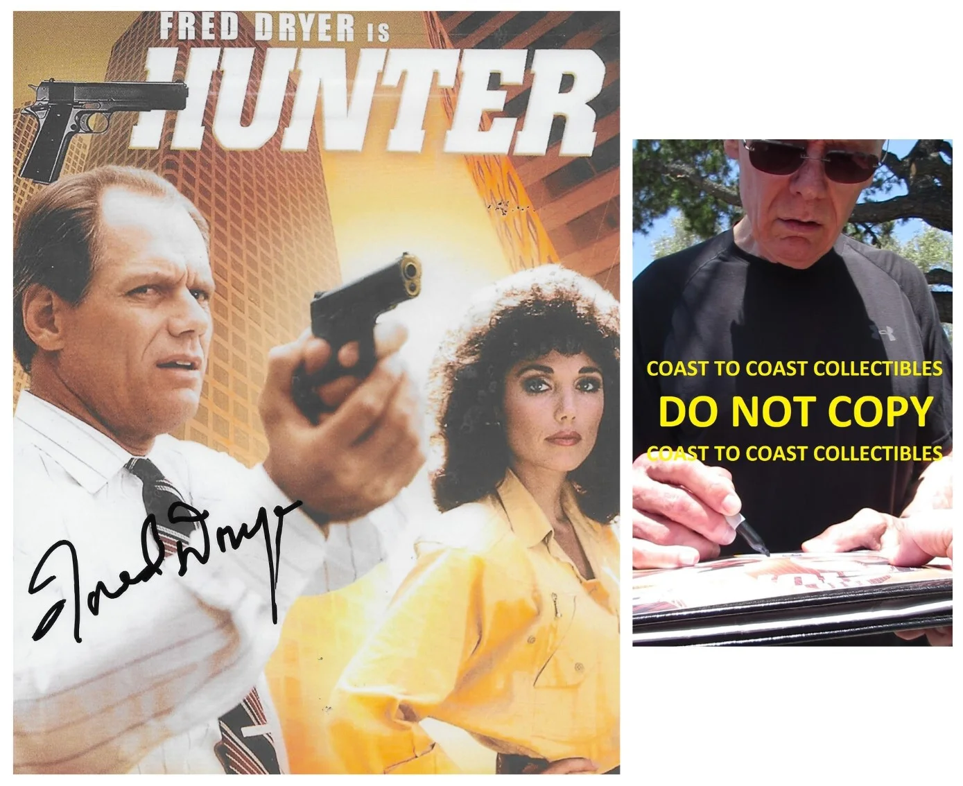 Fred Dryer — Fred Dryer Signed Hunter Sgt Rick Hunter 8x10 photo Exact Proof COA Autographed.