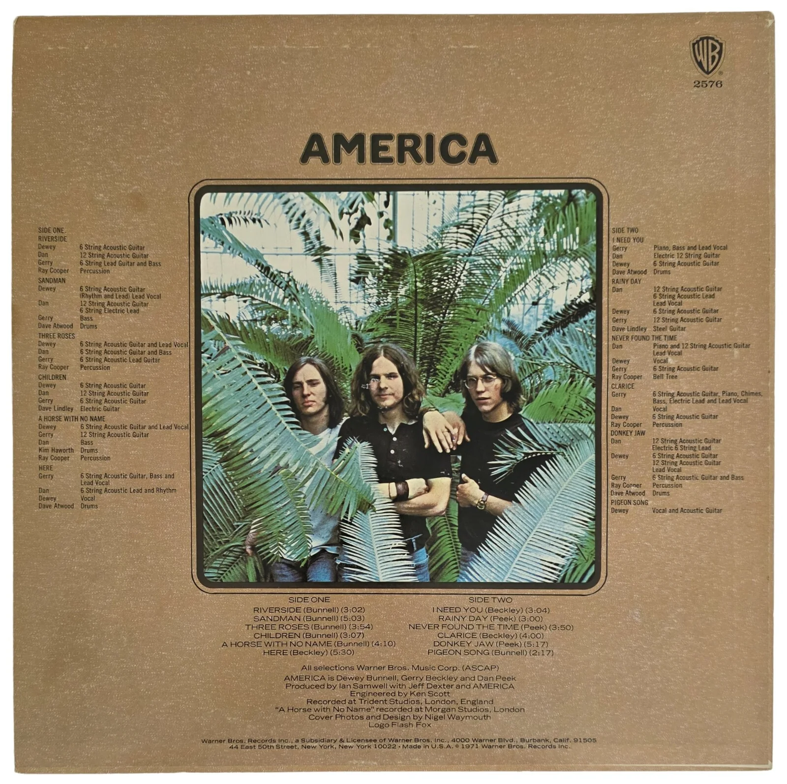 Dewey Bunnell Gerry Beckley Signed America Album COA Exact Proof Vinyl Record, image 4