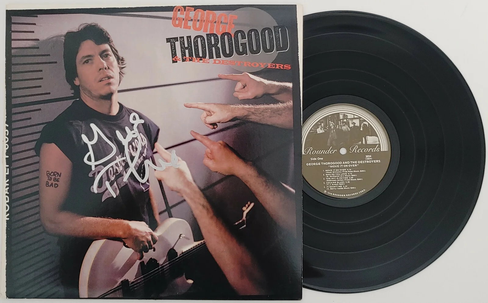 George Thorogood signed autographed Born to be Bad album vinyl proof Beckett COA, изображение 2