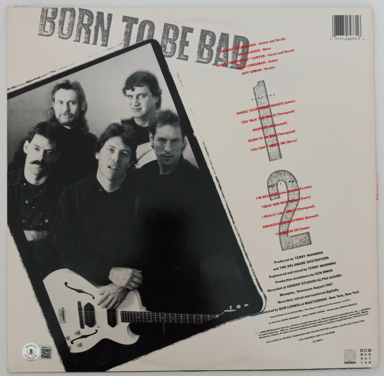 George Thorogood signed autographed Born to be Bad album vinyl proof Beckett COA, изображение 4