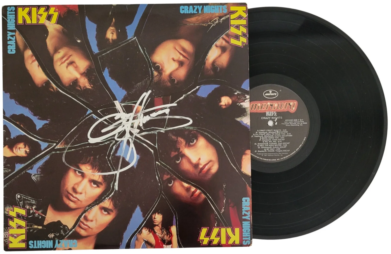 Gene Simmons Signed Kiss Crazy Nights Album COA Proof Autographed Vinyl Record, изображение 2