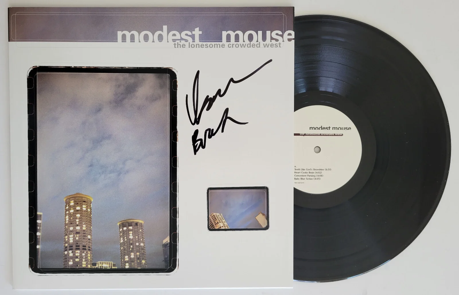 Isaac Brock signed Modest Mouse The Lonesome Crowded West album. vinyl COA Proof, image 2