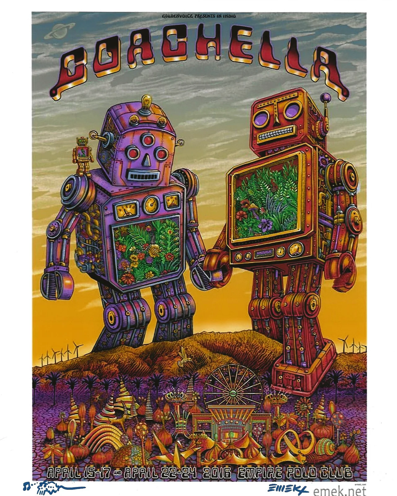 Emek Golan — Emek Golan signed 2016 Coachella gig poster 8x10 photo COA exact proof autograph, image 2
