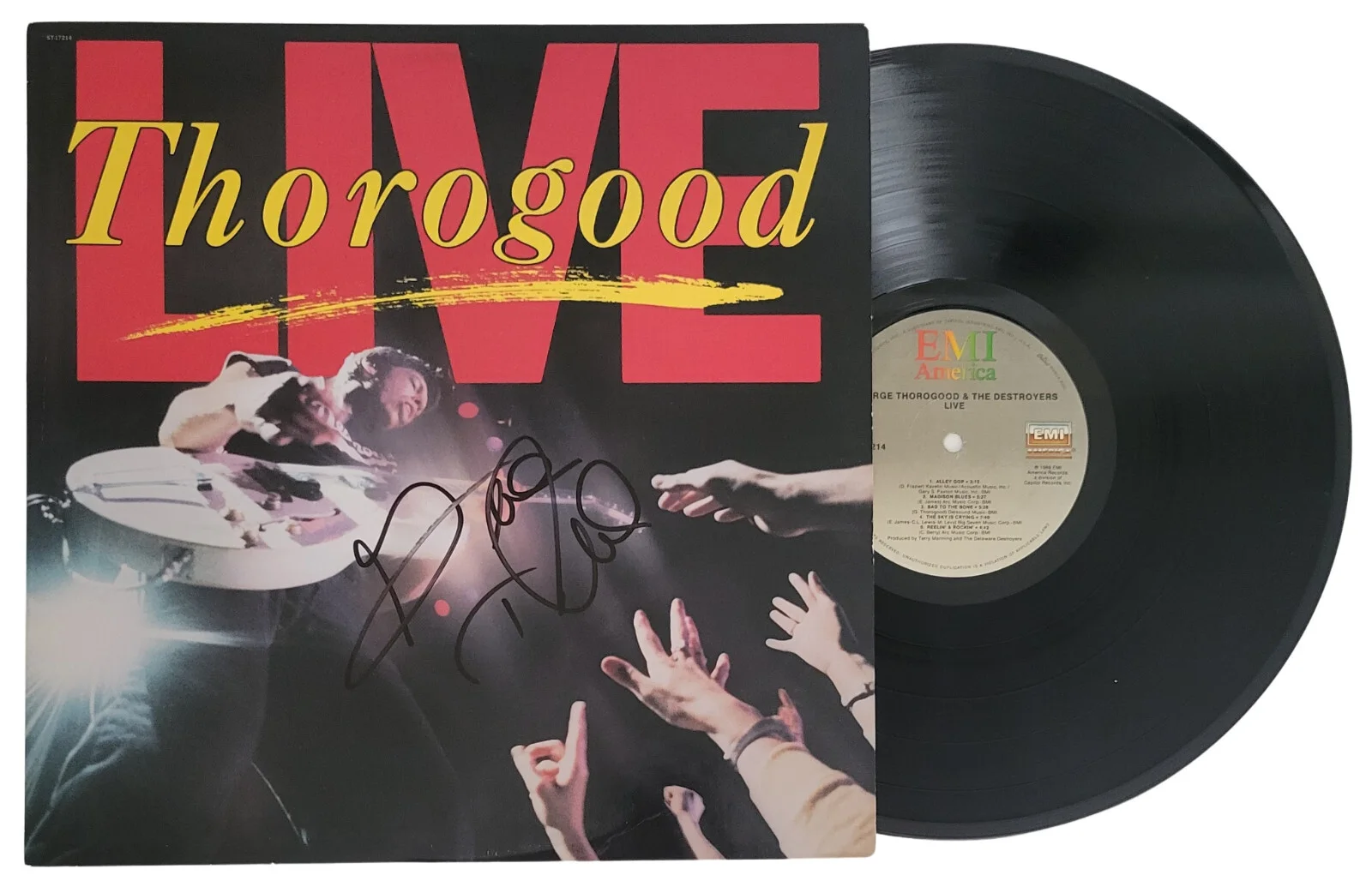George Thorogood Signed Thorogood Live Album COA Proof Autographed Vinyl Record, image 2